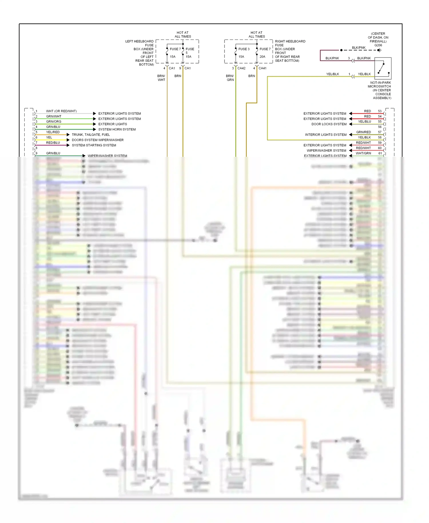Jaguar XJR II (1994-2003) memory system memory system interior lights system wiring diagram  (1 of 1)