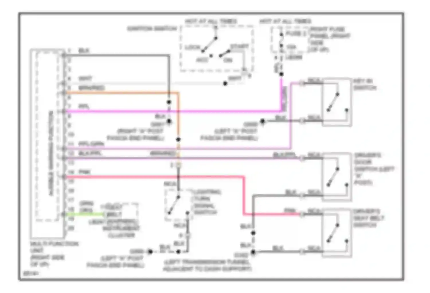 Wiring diagram audible warning function for Jaguar XJS Series 3 (1990-1996) (1 of 1)