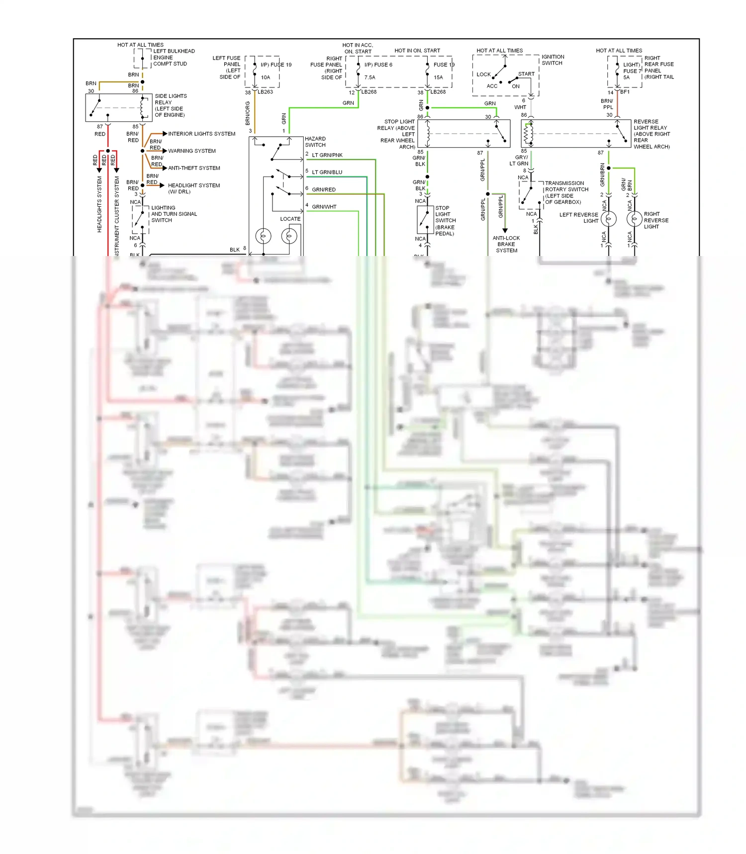 Jaguar XJS Series 3 (1990-1996) flasher (left component panel) wiring diagram  (1 of 1)