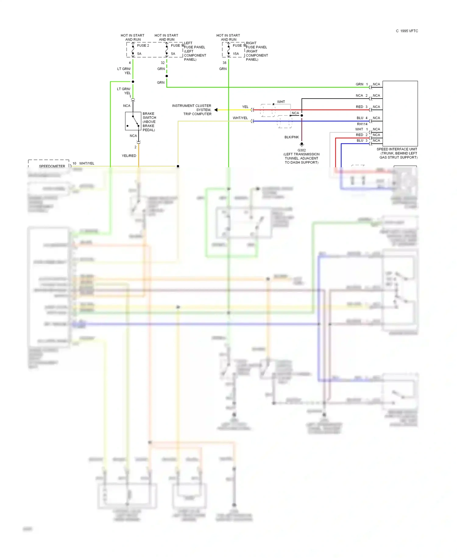 Jaguar XJS Series 3 (1990-1996) left fuse panel (left component panel) wiring diagram  (1 of 1)
