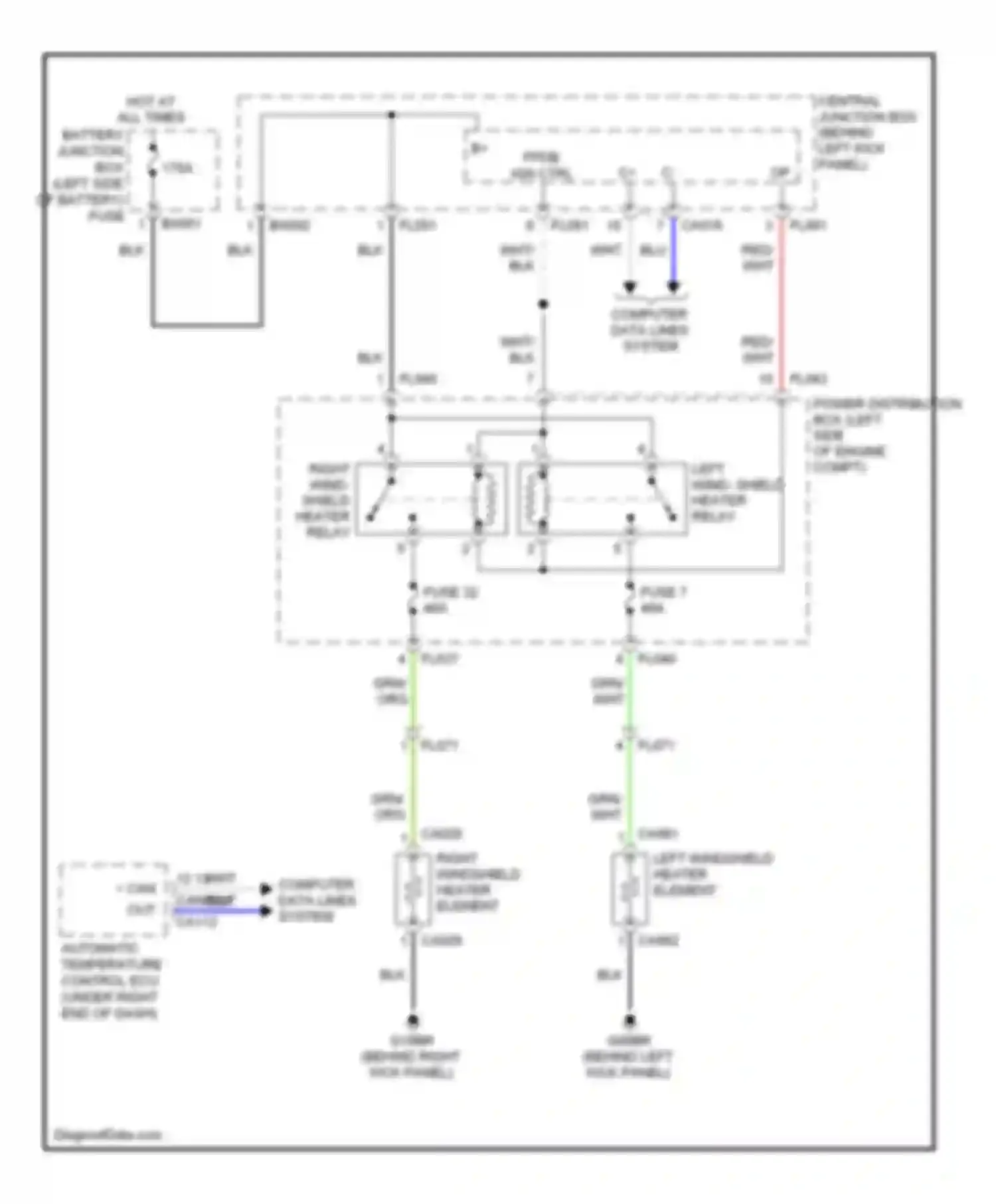 Wiring diagram left wind- shield heater relay for Jaguar XK II facelift 2 (2011-2014) (1 of 1)