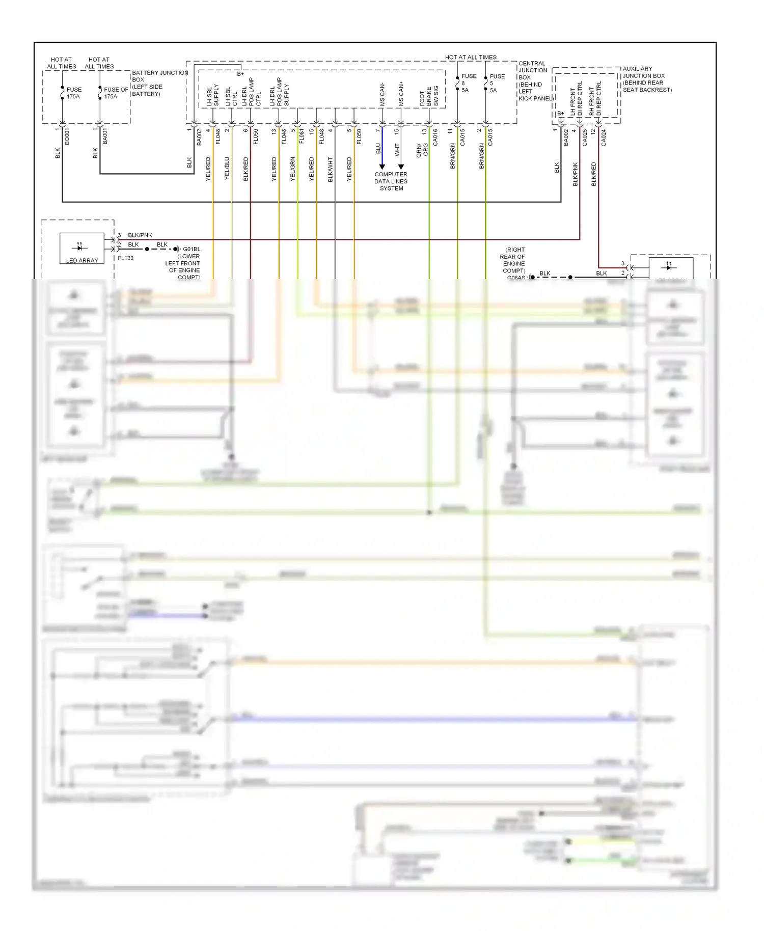 Jaguar XK II facelift 2 (2011-2014) position (or) drl led array wiring diagram  (1 of 1)