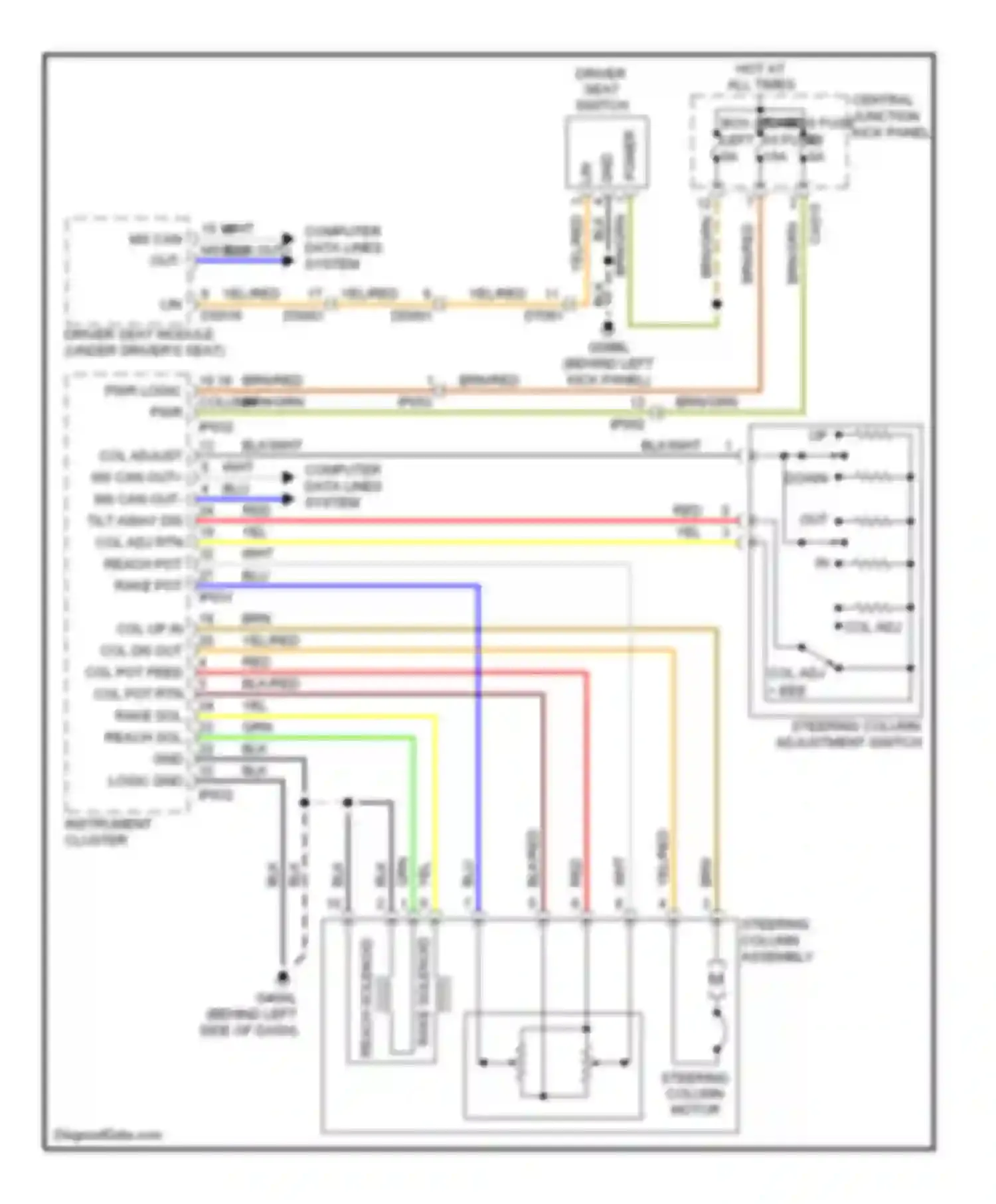 Wiring diagram steering column assembly for Jaguar XK II facelift 2 (2011-2014) (2 of 2)