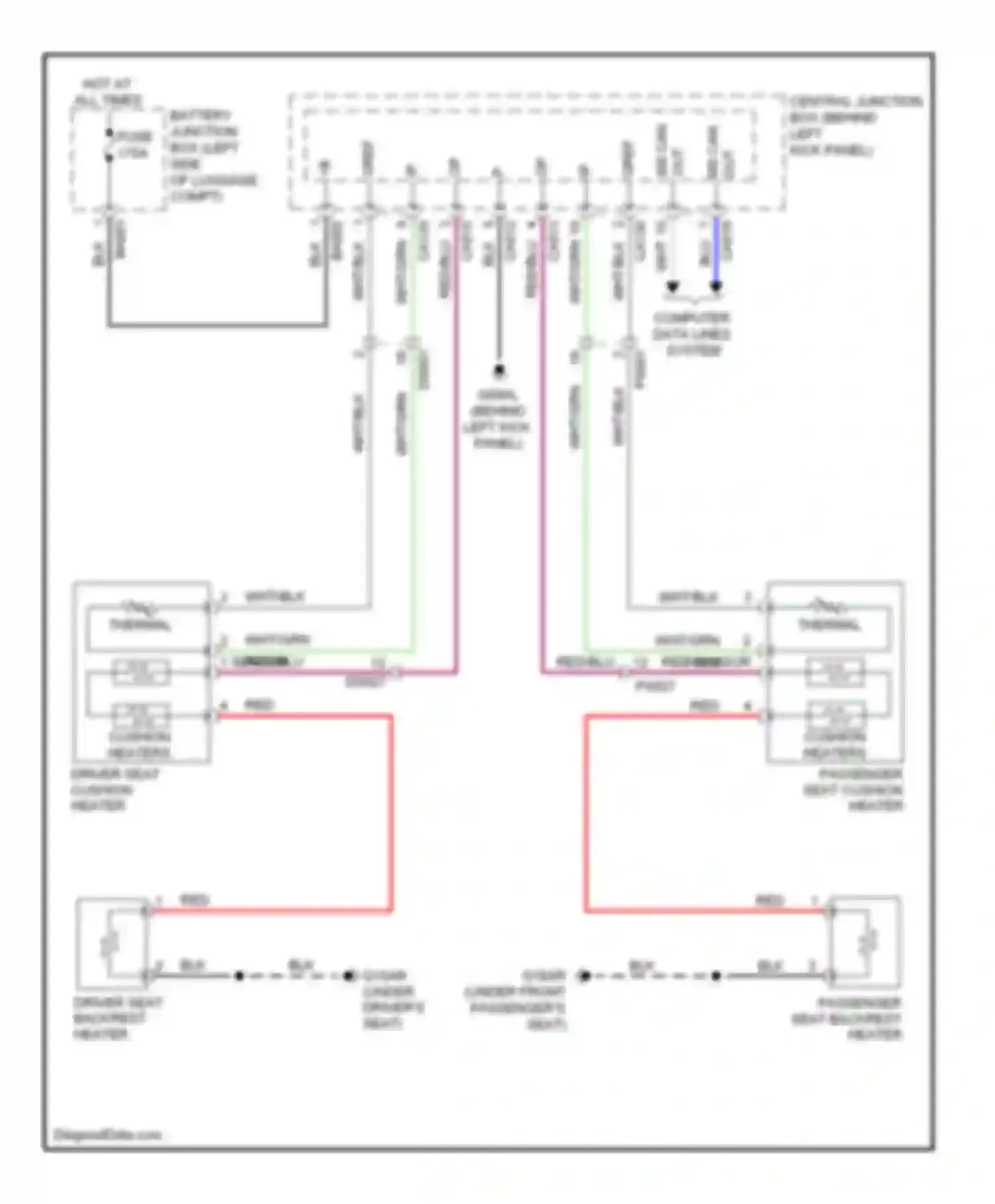 Wiring diagram driver seat backrest heater for Jaguar XK II facelift (2009-2011) (1 of 1)