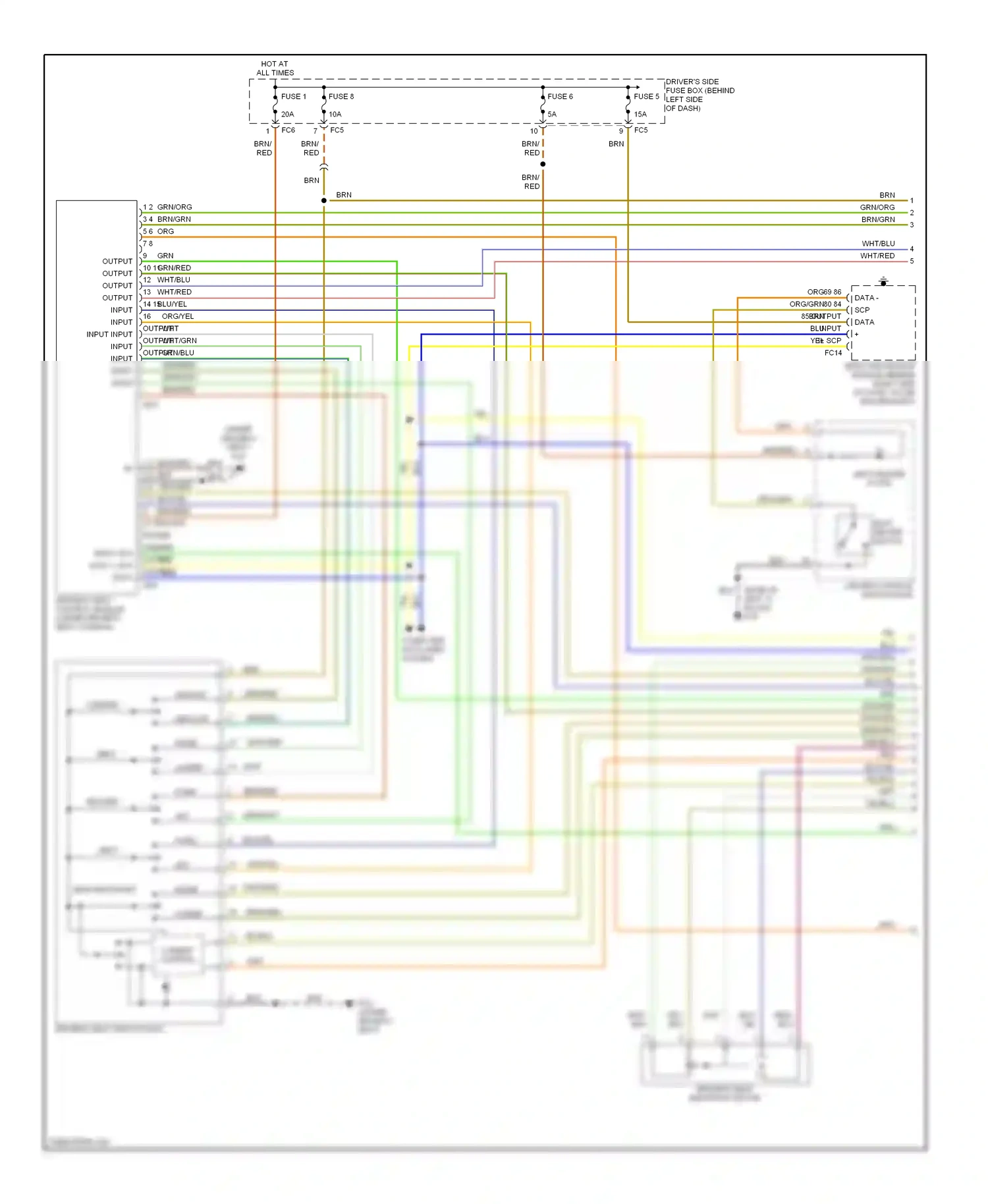 Jaguar XKR I facelift (2004-2006) input scp data + scp data - wiring diagram  (1 of 2)