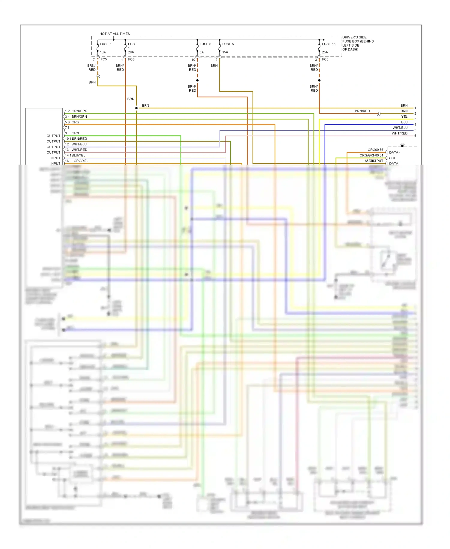 Jaguar XKR I facelift (2004-2006) input scp data + scp data - wiring diagram  (2 of 2)