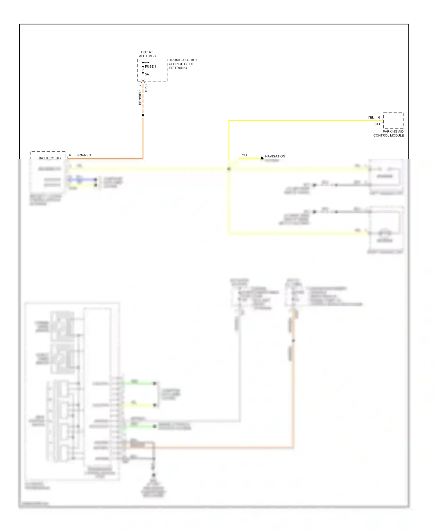 Jaguar XKR I facelift (2004-2006) security, locking control module (in trunk) wiring diagram  (2 of 7)