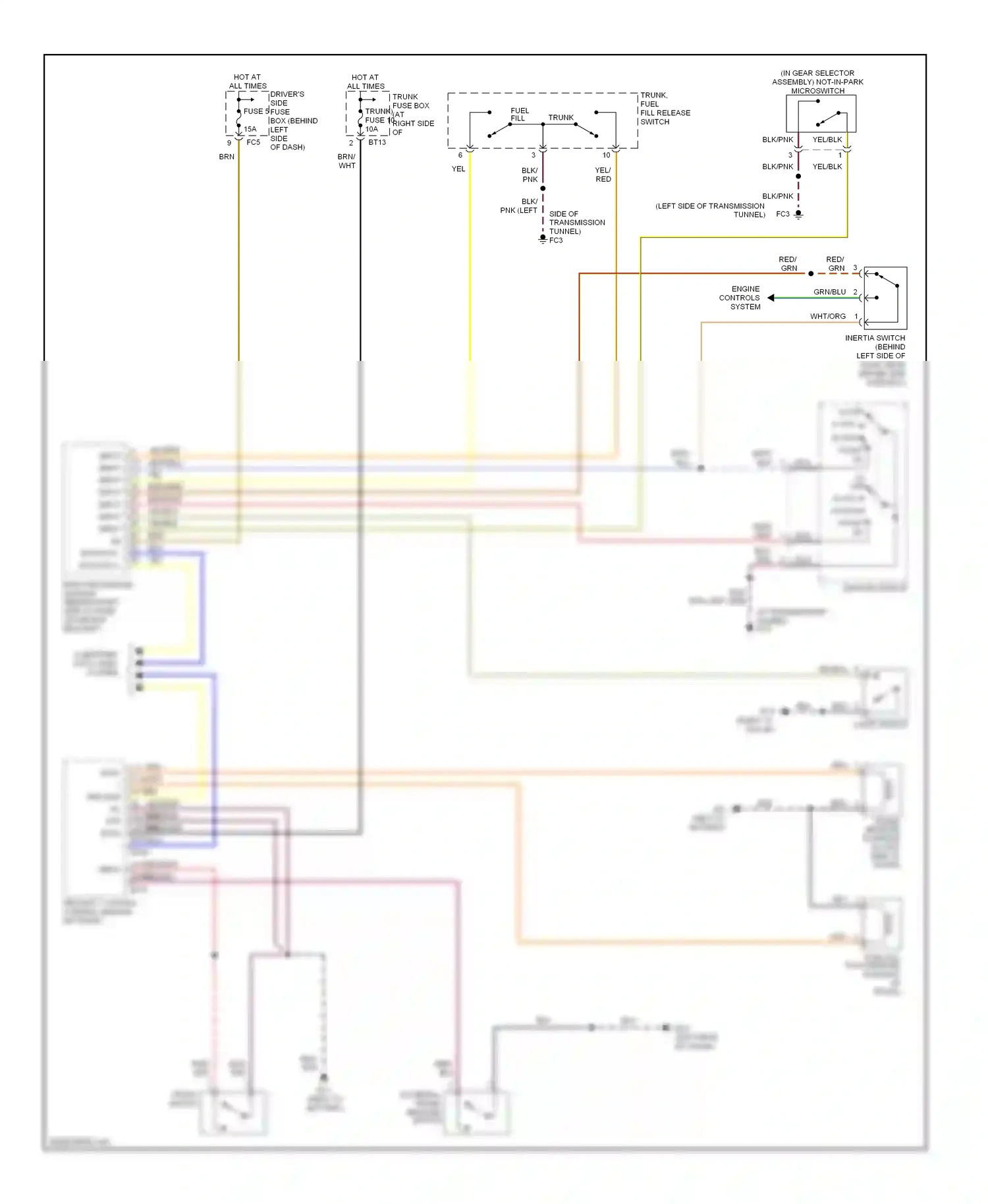 Jaguar XKR I facelift (2004-2006) security, locking control module (in trunk) wiring diagram  (7 of 7)