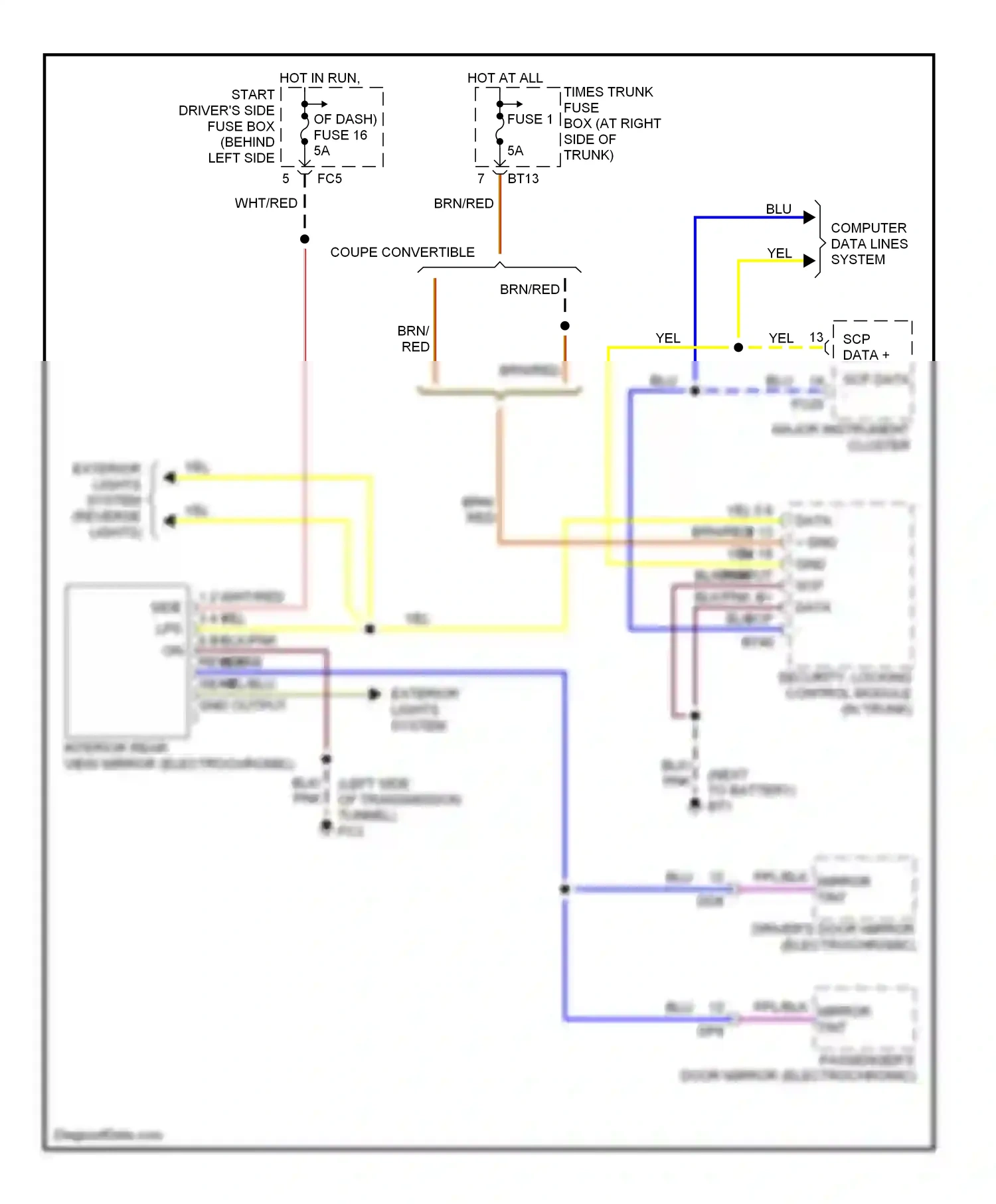 Jaguar XKR I facelift (2004-2006) security, locking control module (in trunk) wiring diagram  (4 of 7)