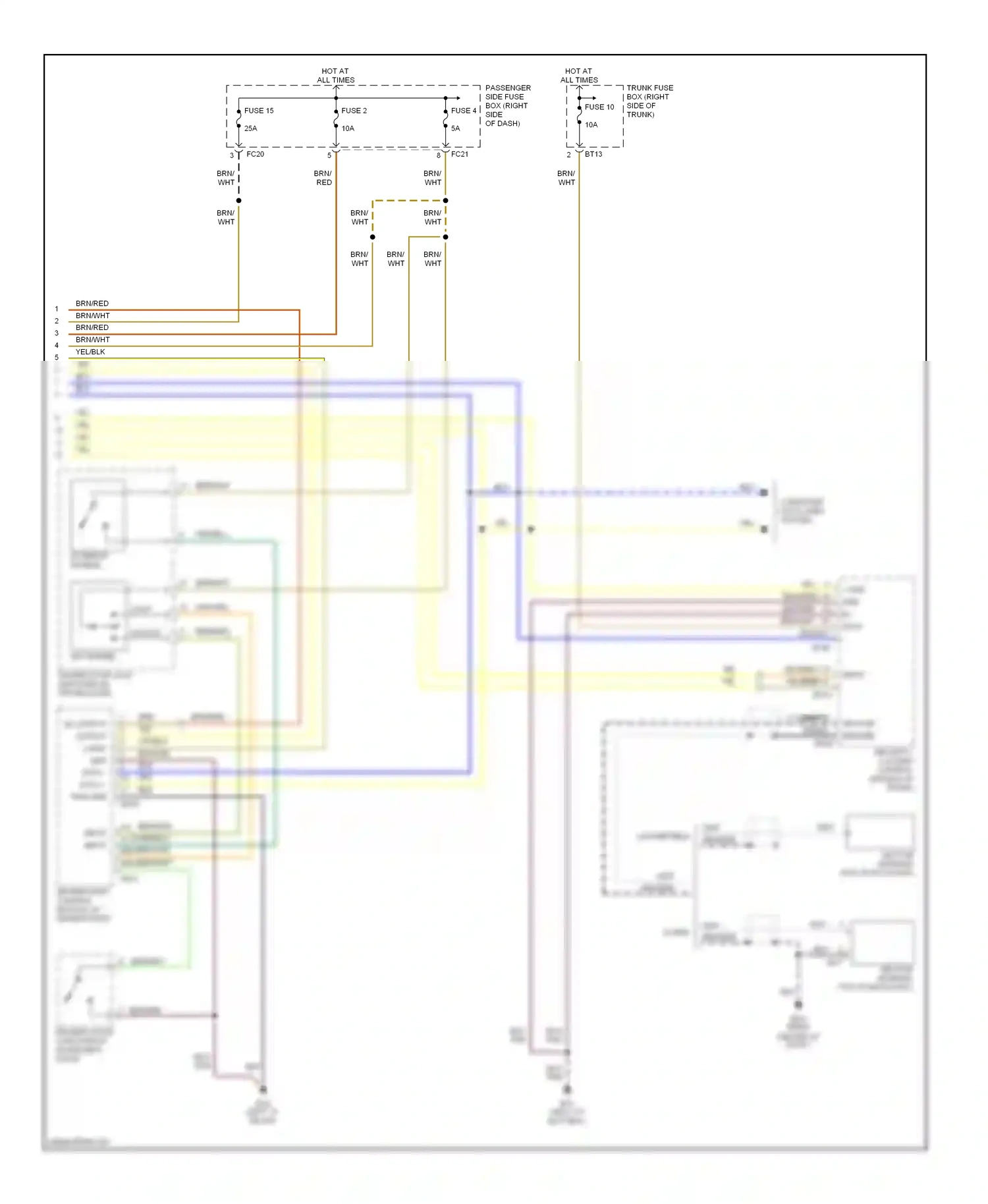 Jaguar XKR I facelift (2004-2006) security, locking control module (in trunk) wiring diagram  (5 of 7)