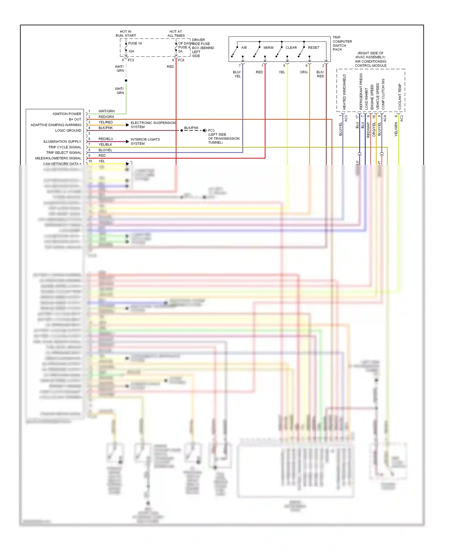 Jaguar XKR I facelift (2004-2006) trip computer switch pack wiring diagram  (1 of 2)