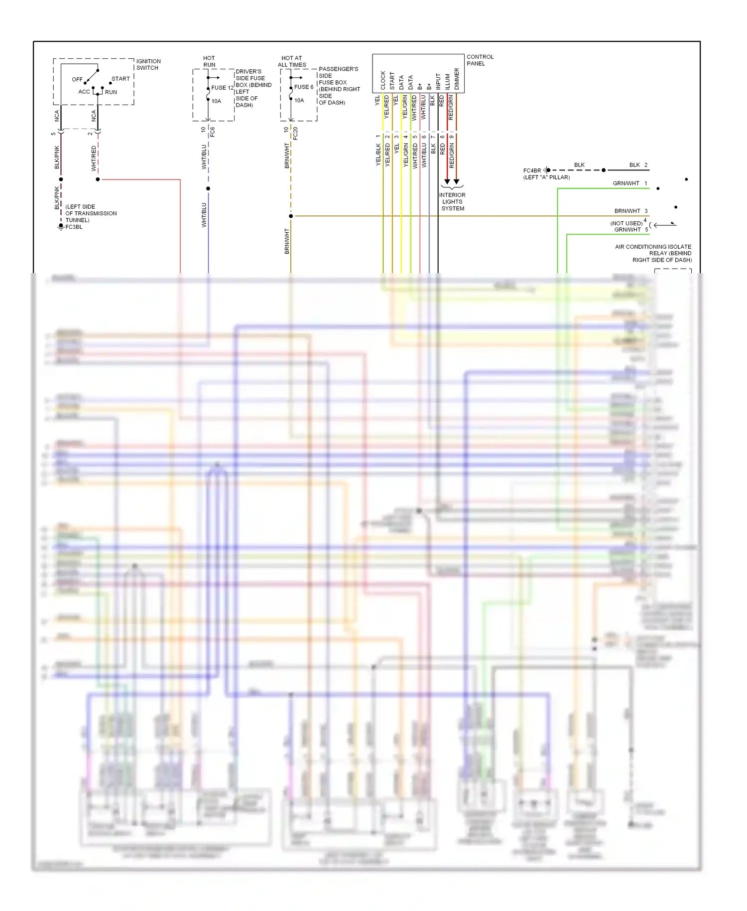 Jaguar XKR I (1998-2004) control panel wiring diagram  (1 of 1)