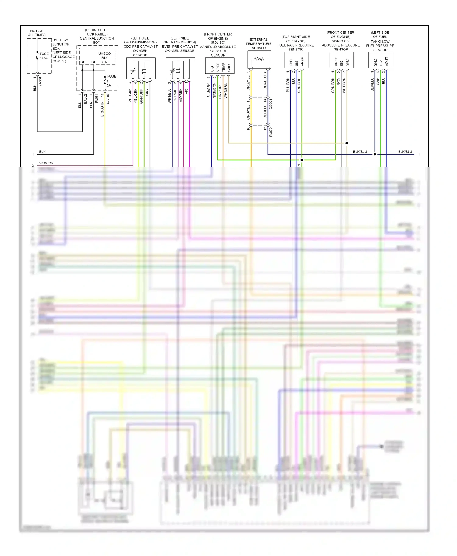 Jaguar XKR II facelift (2009-2011) external temperature sensor wiring diagram  (1 of 1)