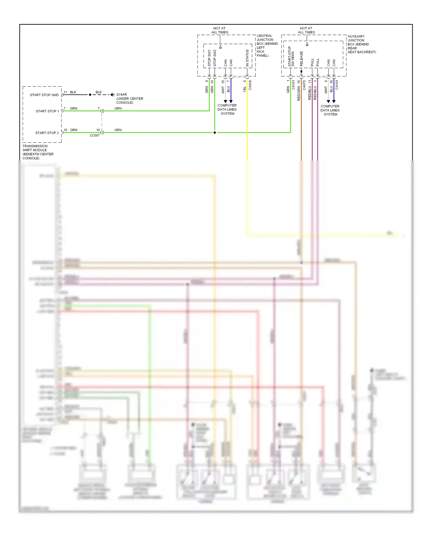 Jaguar XKR II facelift (2009-2011) unlock pull switch wiring diagram  (1 of 1)