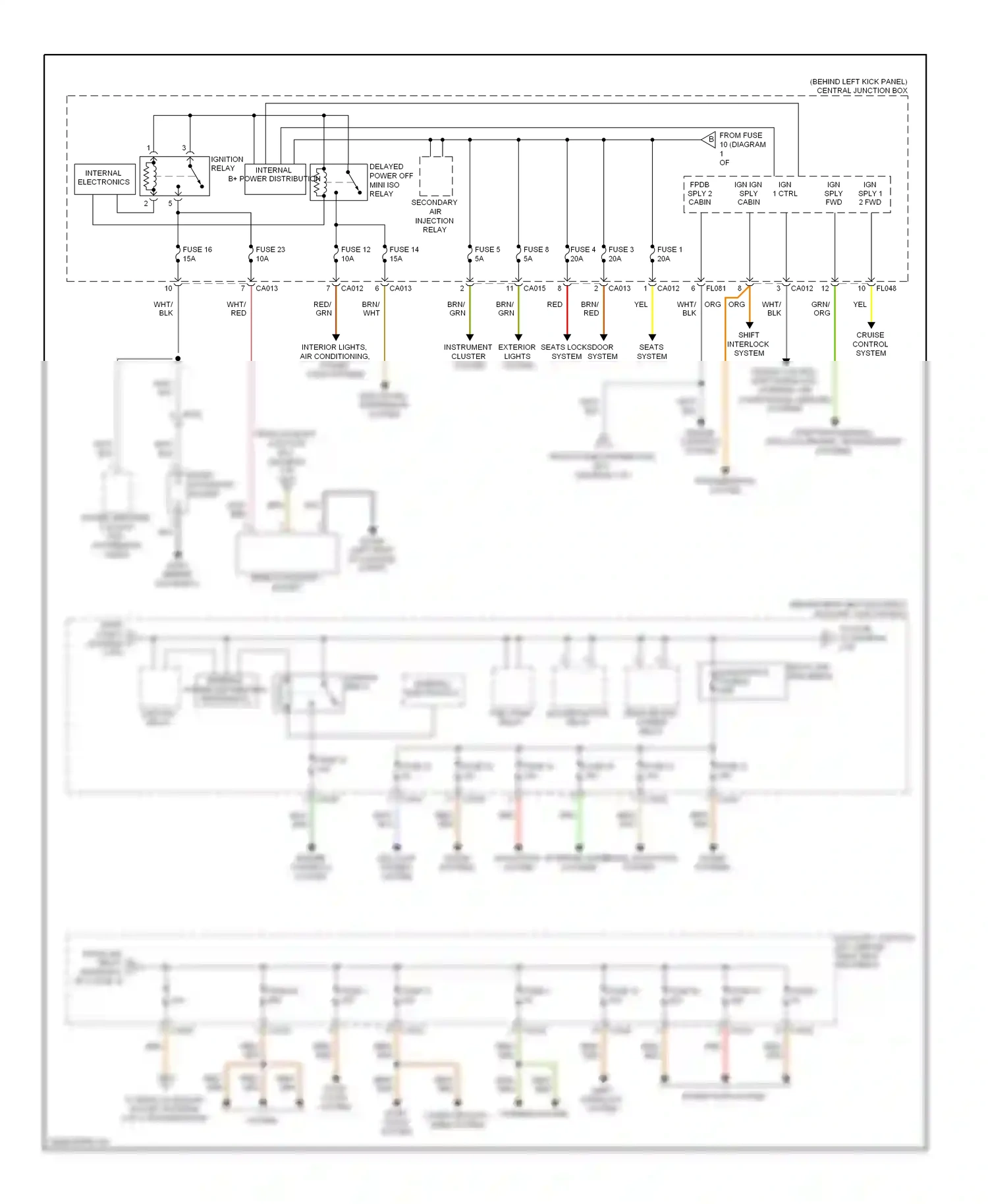 Jaguar XKR II facelift (2009-2011) warning system computer data lines system wiring diagram  (1 of 1)