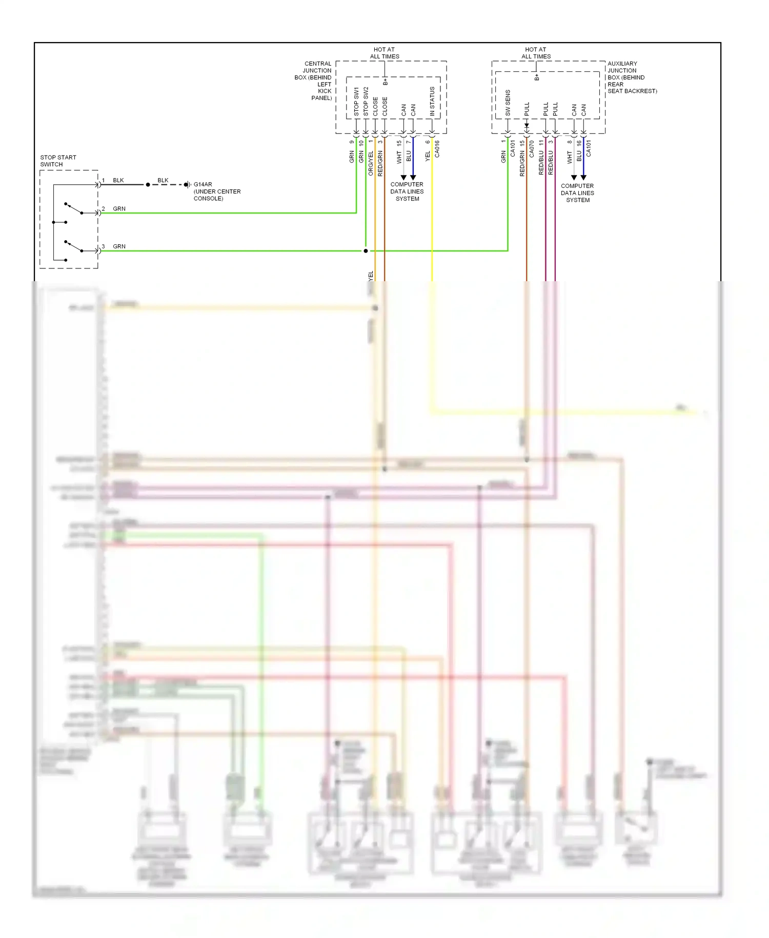 Jaguar XKR II (2006-2008) unlock pull switch wiring diagram  (1 of 1)