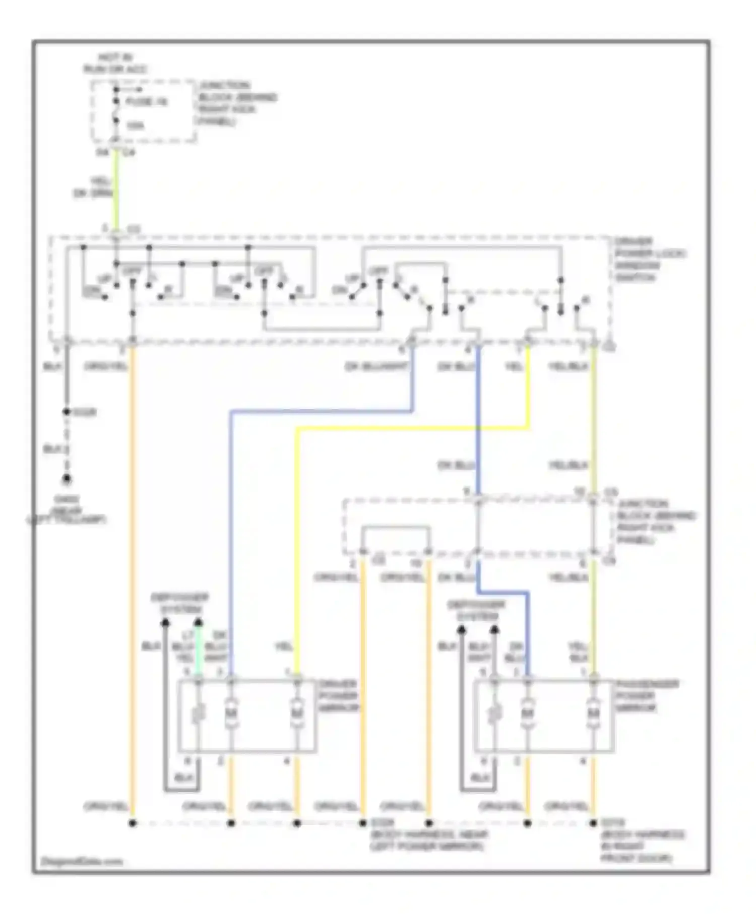 Cherokee Jeep II facelift (1997-2001): Power mirror circuit, with full options