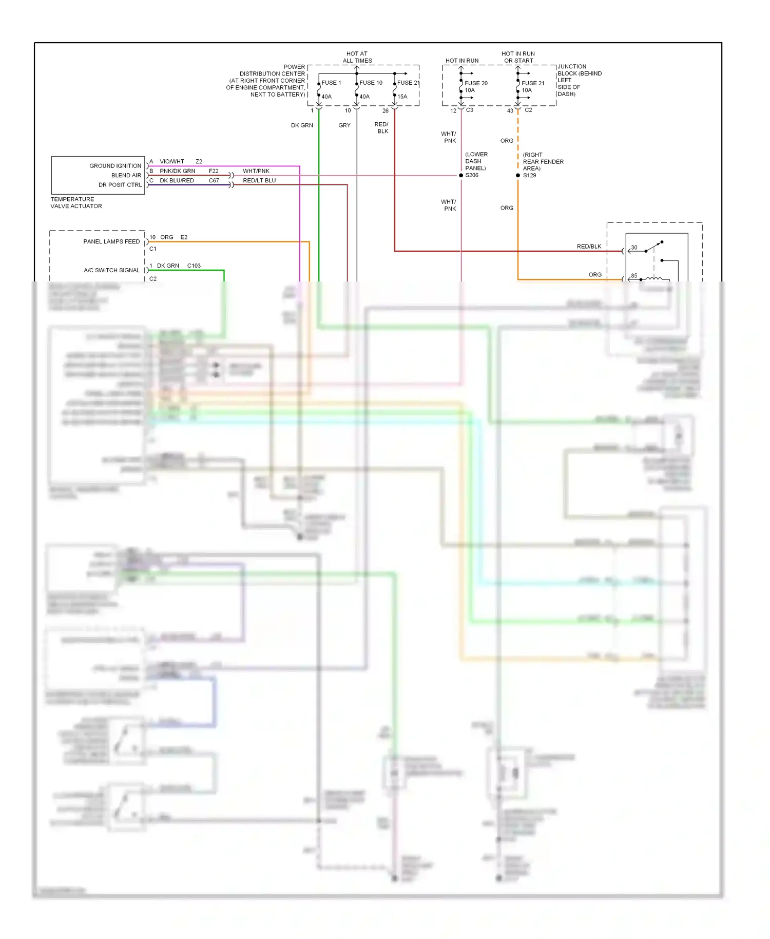 Jeep Cherokee II facelift (1997-2001) (upper dash panel) wiring diagram  (1 of 1)
