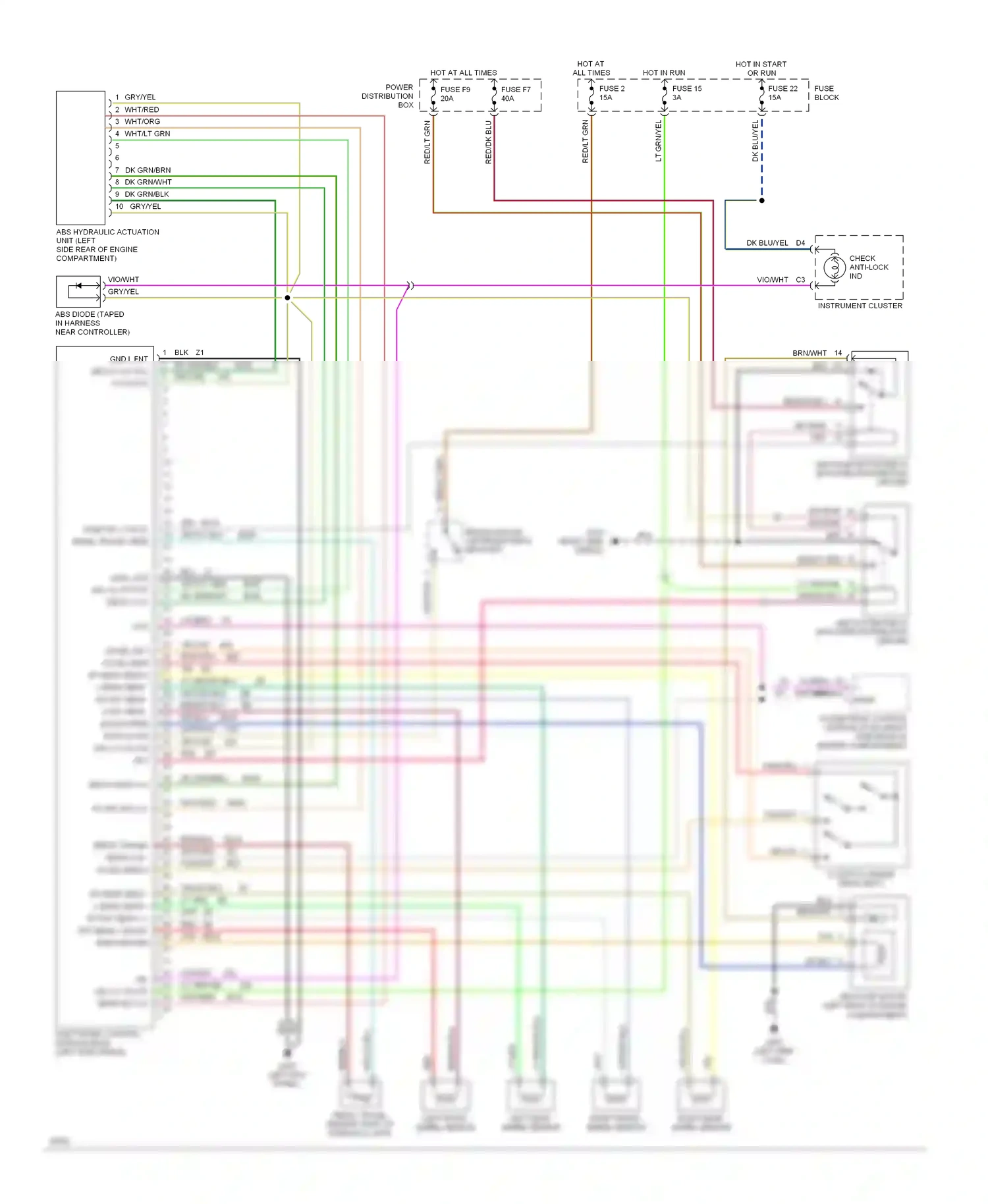 Jeep Cherokee II (1984-1996) electronic control module (ecm) (left side shield) wiring diagram  (1 of 1)
