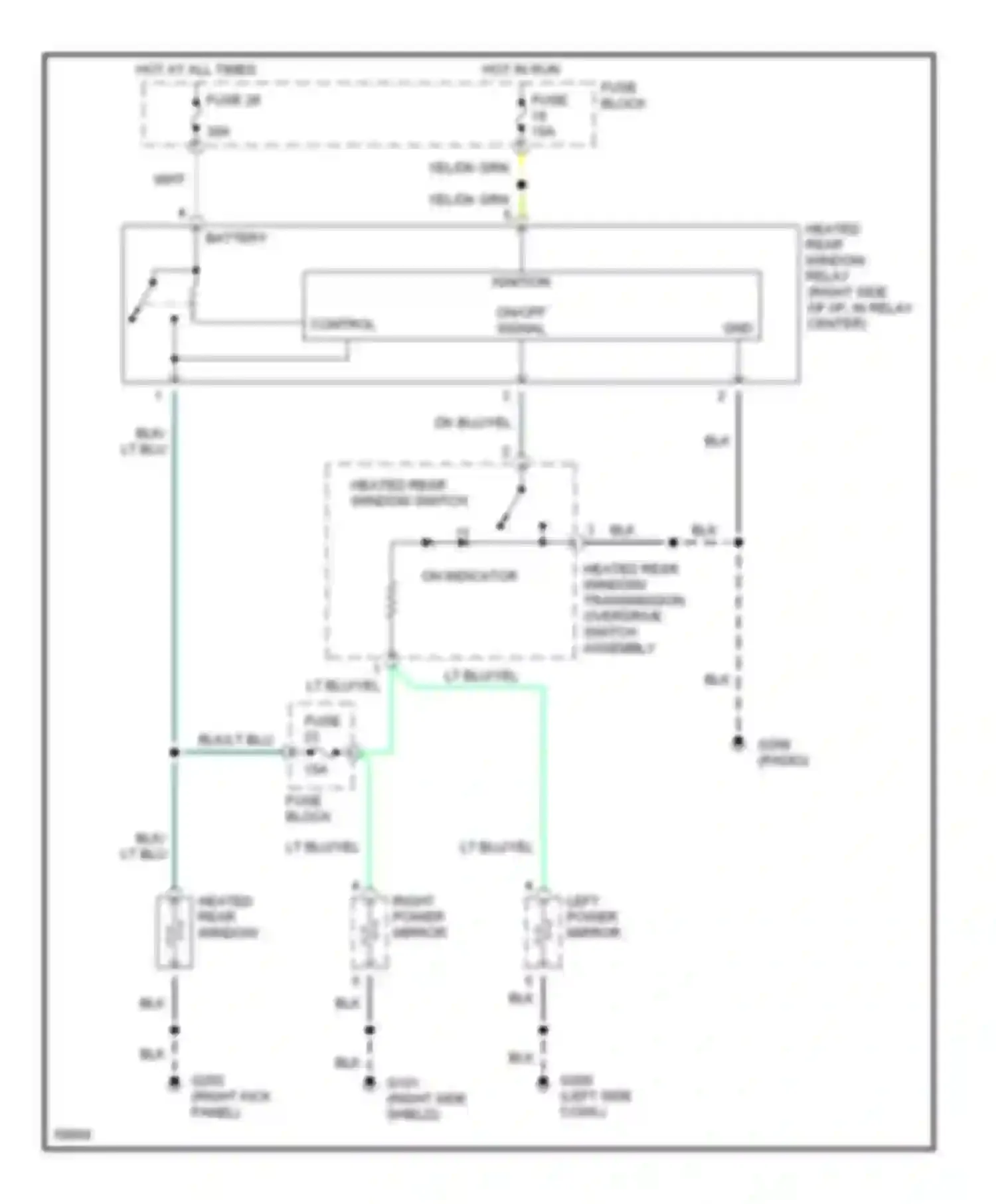 Wiring diagram right power mirror for Jeep Cherokee II (1984-1996) (1 of 3)
