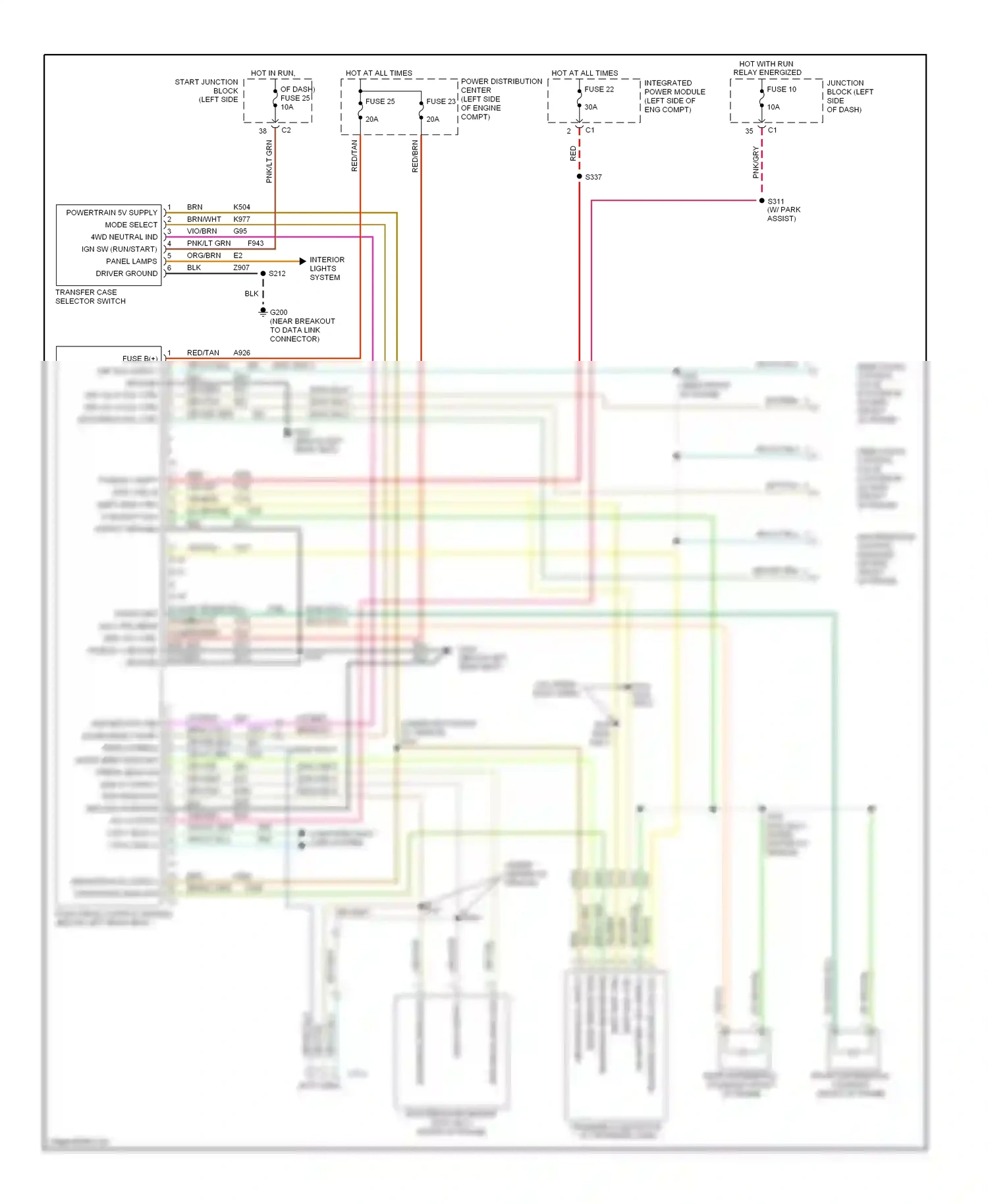 Jeep Cherokee III facelift (2004-2007) front diff sol ctrl rear diff sol ctrl fuse b(+) ground ground wiring diagram  (1 of 2)