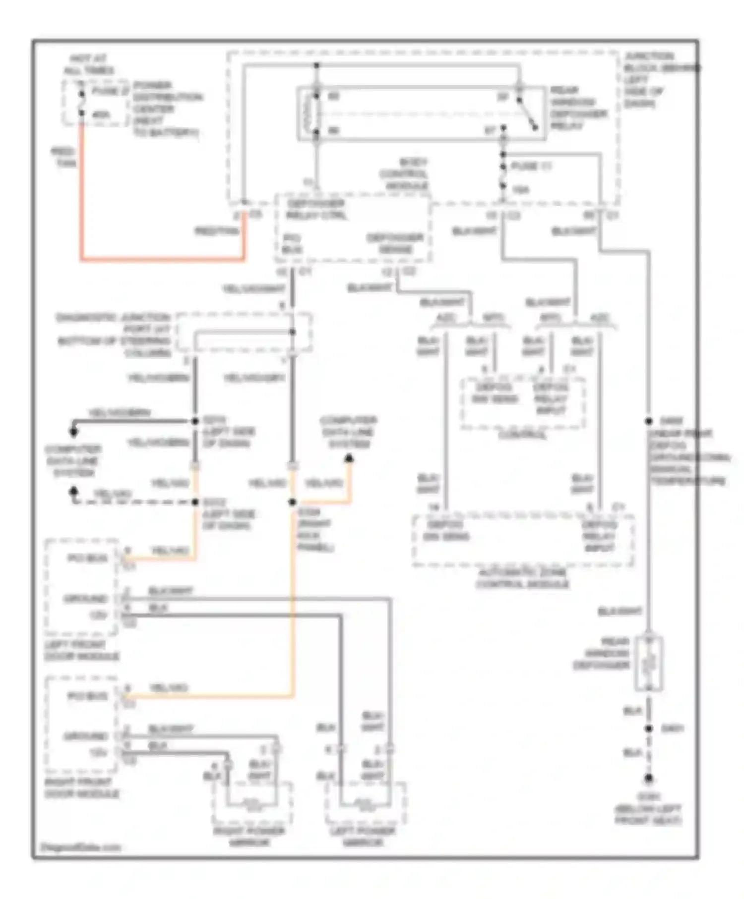 Wiring diagram defog relay input for Jeep Cherokee III (2001-2004) (1 of 1)