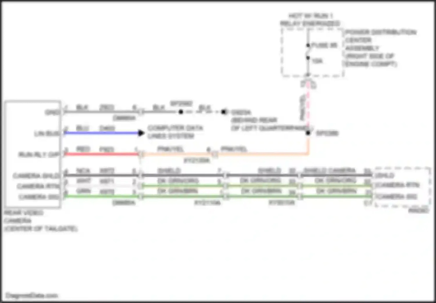 Wiring diagram hot w/ run 1 relay energized for Jeep Cherokee V facelift (2018-2024) (5 of 5)