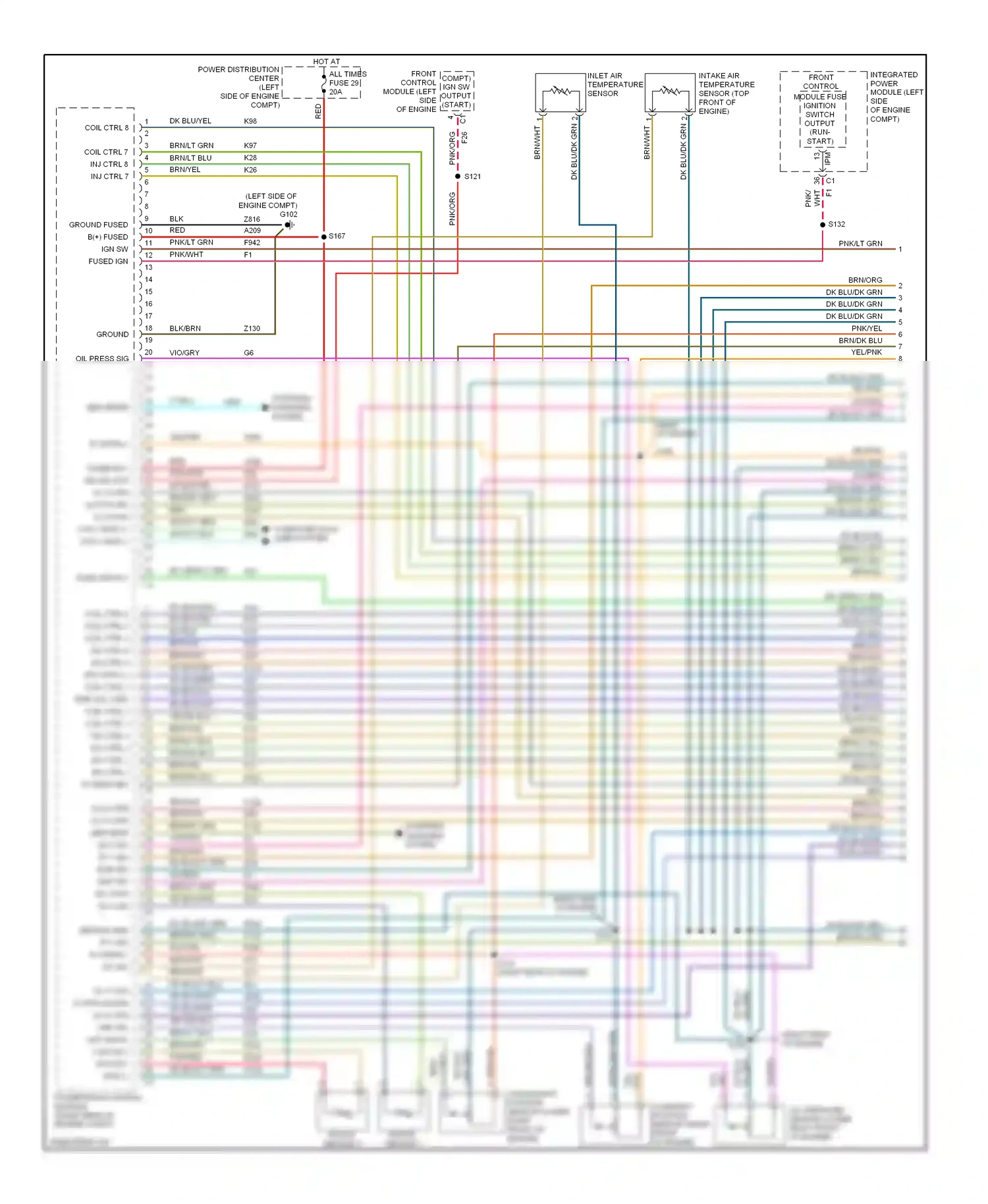 Jeep Commander I (2005-2010) front control module (left side of engine compt) ign sw output (start) wiring diagram  (2 of 3)