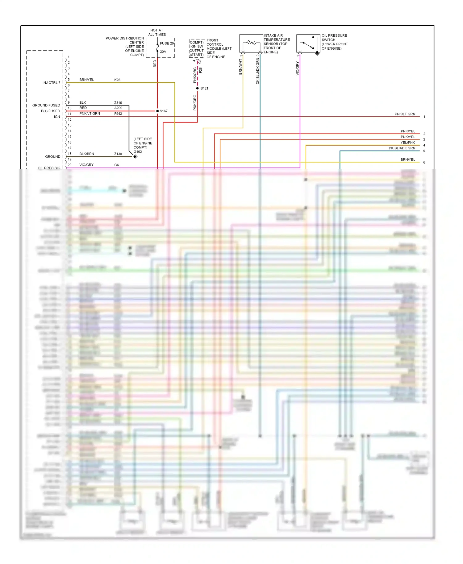 Jeep Commander I (2005-2010) front control module (left side of engine compt) ign sw output (start) wiring diagram  (1 of 3)