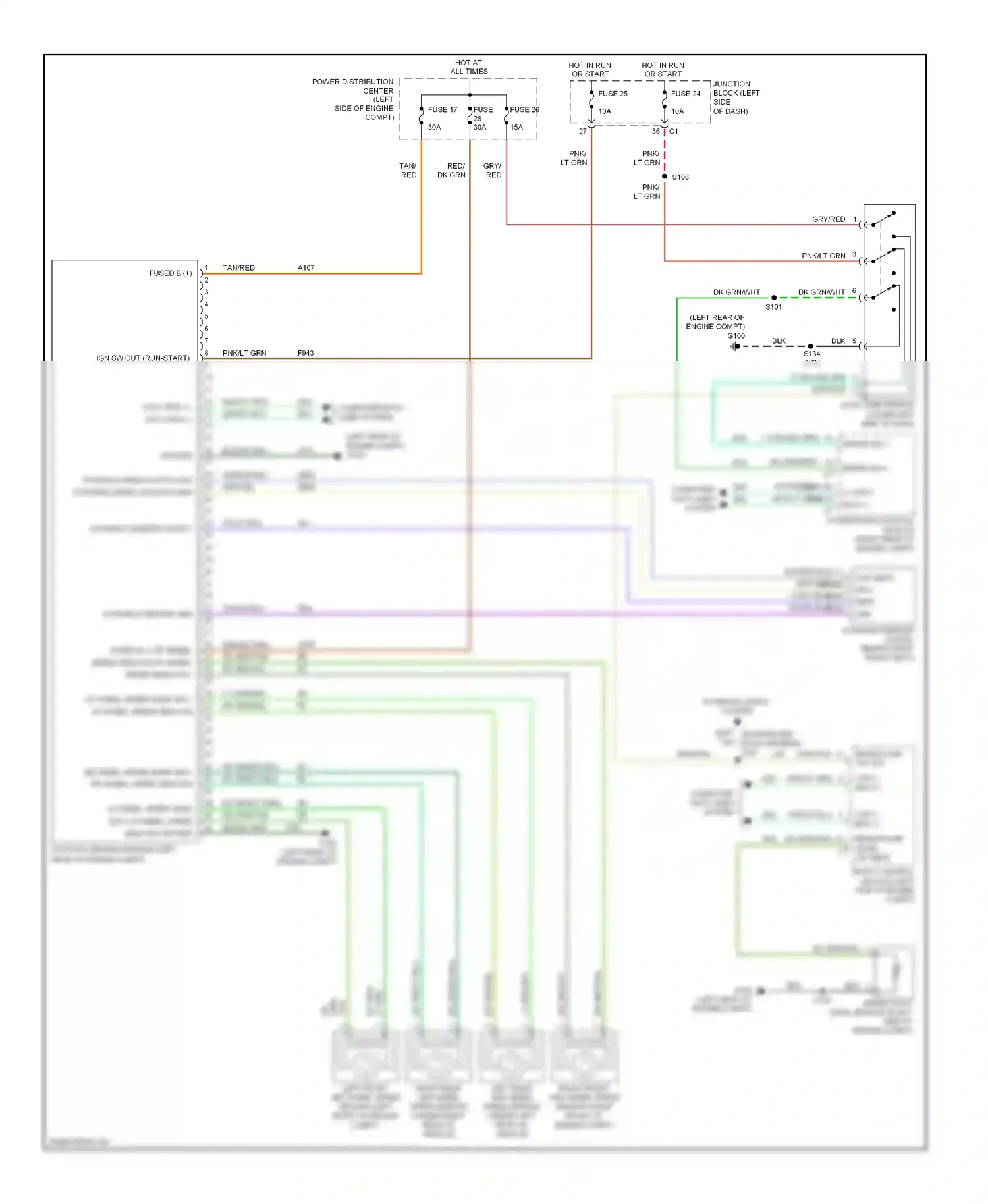 Jeep Commander I (2005-2010) front control module (left side of engine compt) wiring diagram  (1 of 5)