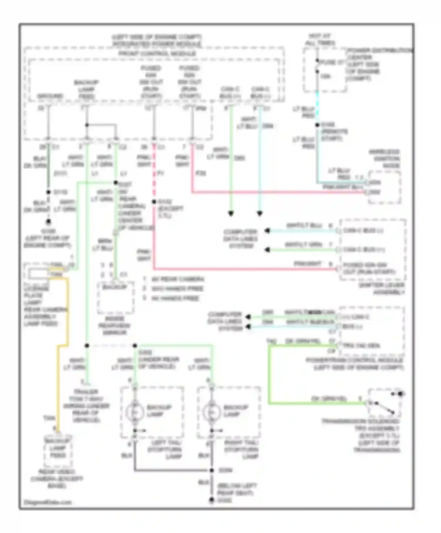 Wiring diagram left tail/ stop/turn lamp for Jeep Commander I (2005-2010) (1 of 3)