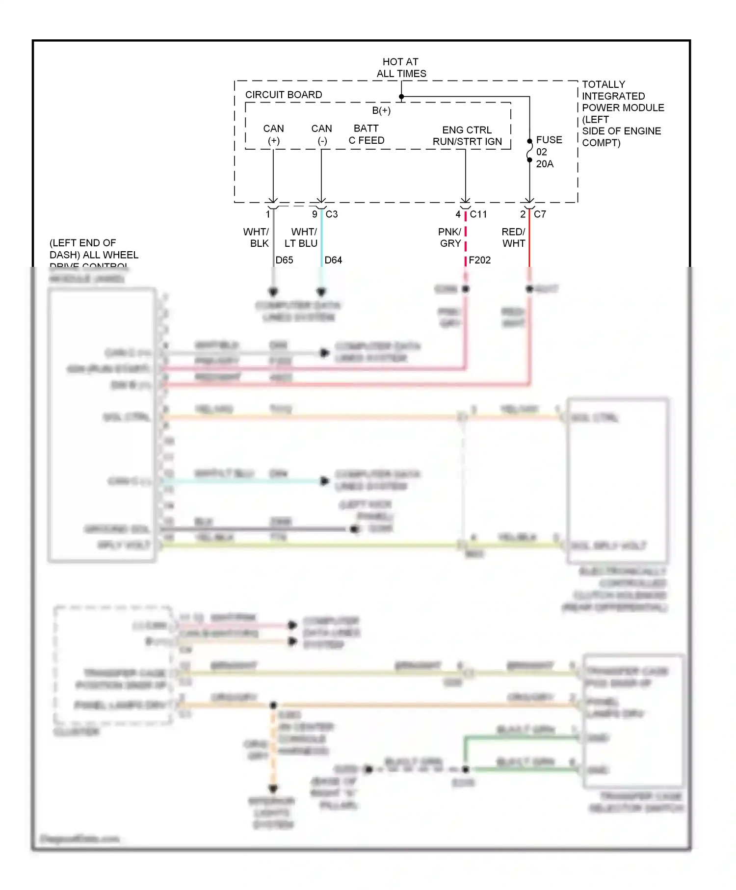 Jeep Compass I facelift 2 (2013-2016) transfer case selector switch wiring diagram  (1 of 2)