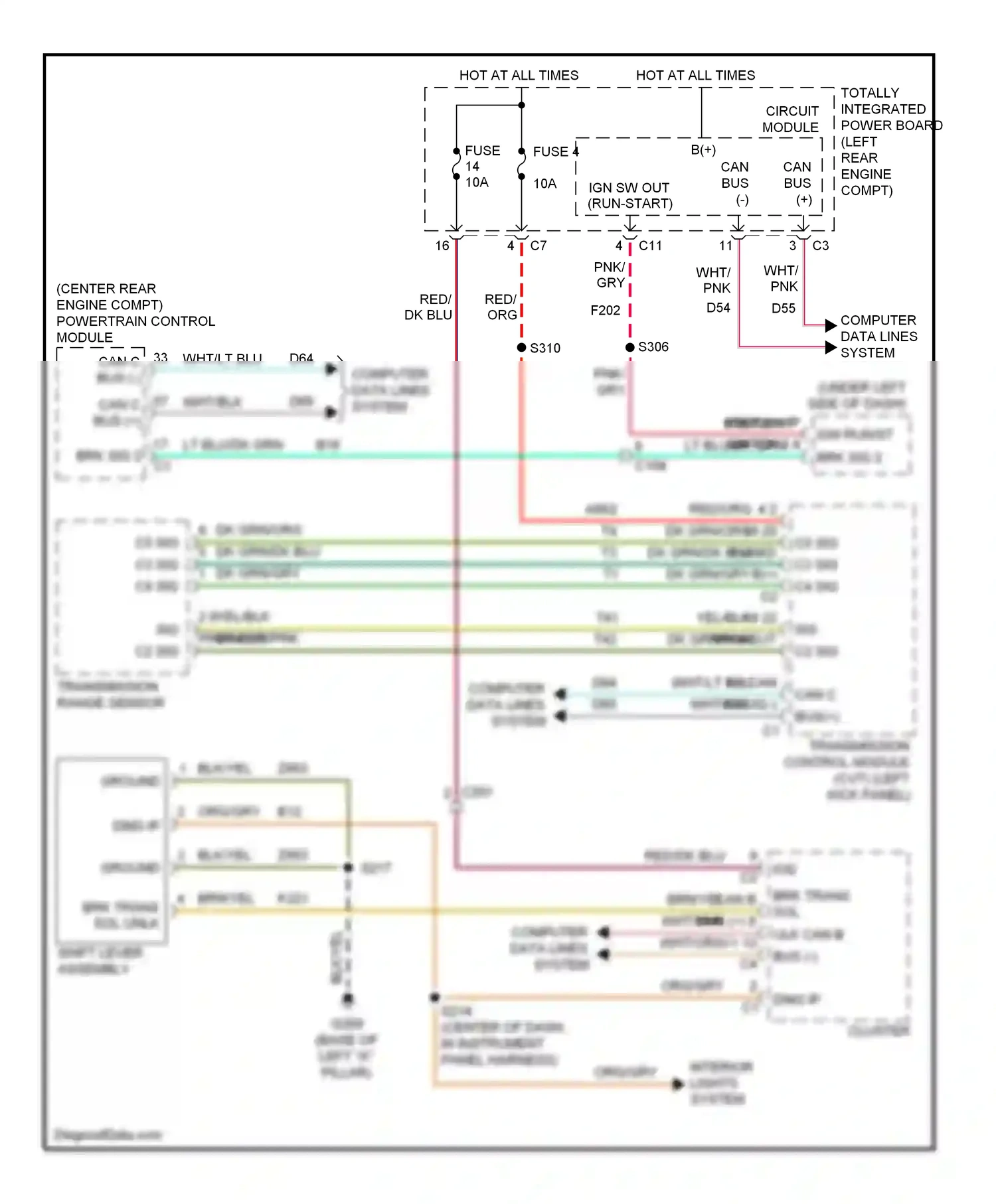 Jeep Compass I facelift (2010-2013) (center rear engine compt) powertrain control module wiring diagram  (2 of 2)