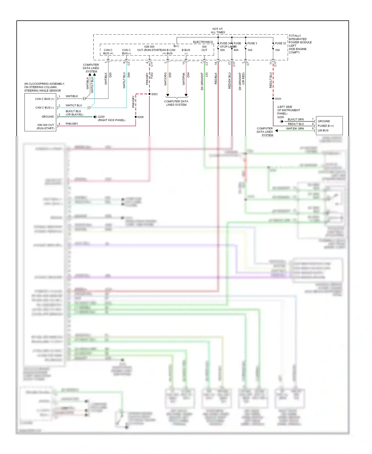 Jeep Compass I (2006-2010) fuse/relay block (left front engine compt) wiring diagram  (1 of 2)