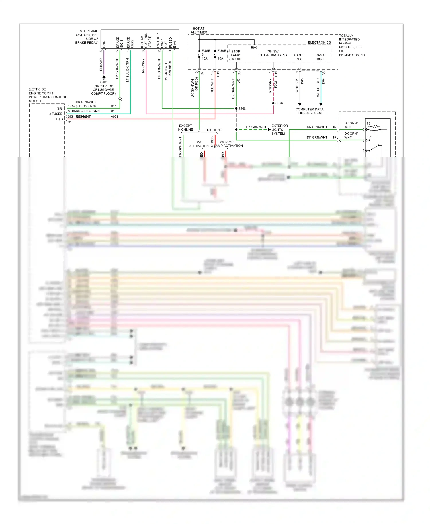 Jeep Compass I (2006-2010) (left side engine compt) powertrain control module wiring diagram  (1 of 3)