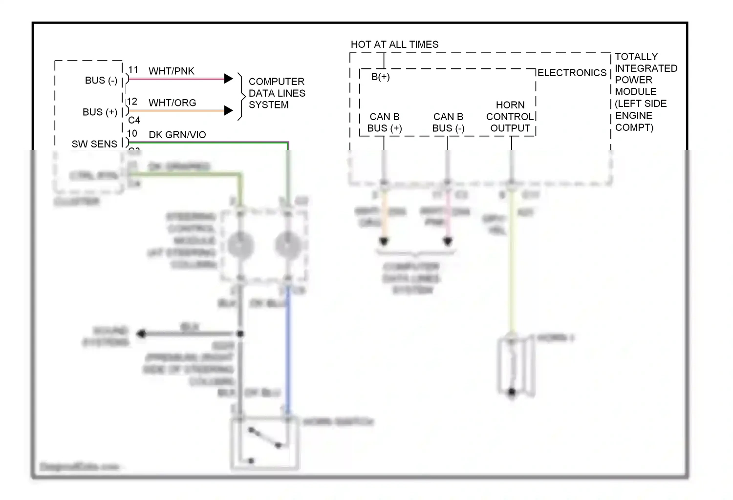Jeep Compass I (2006-2010) steering control module (at steering column) wiring diagram  (5 of 12)