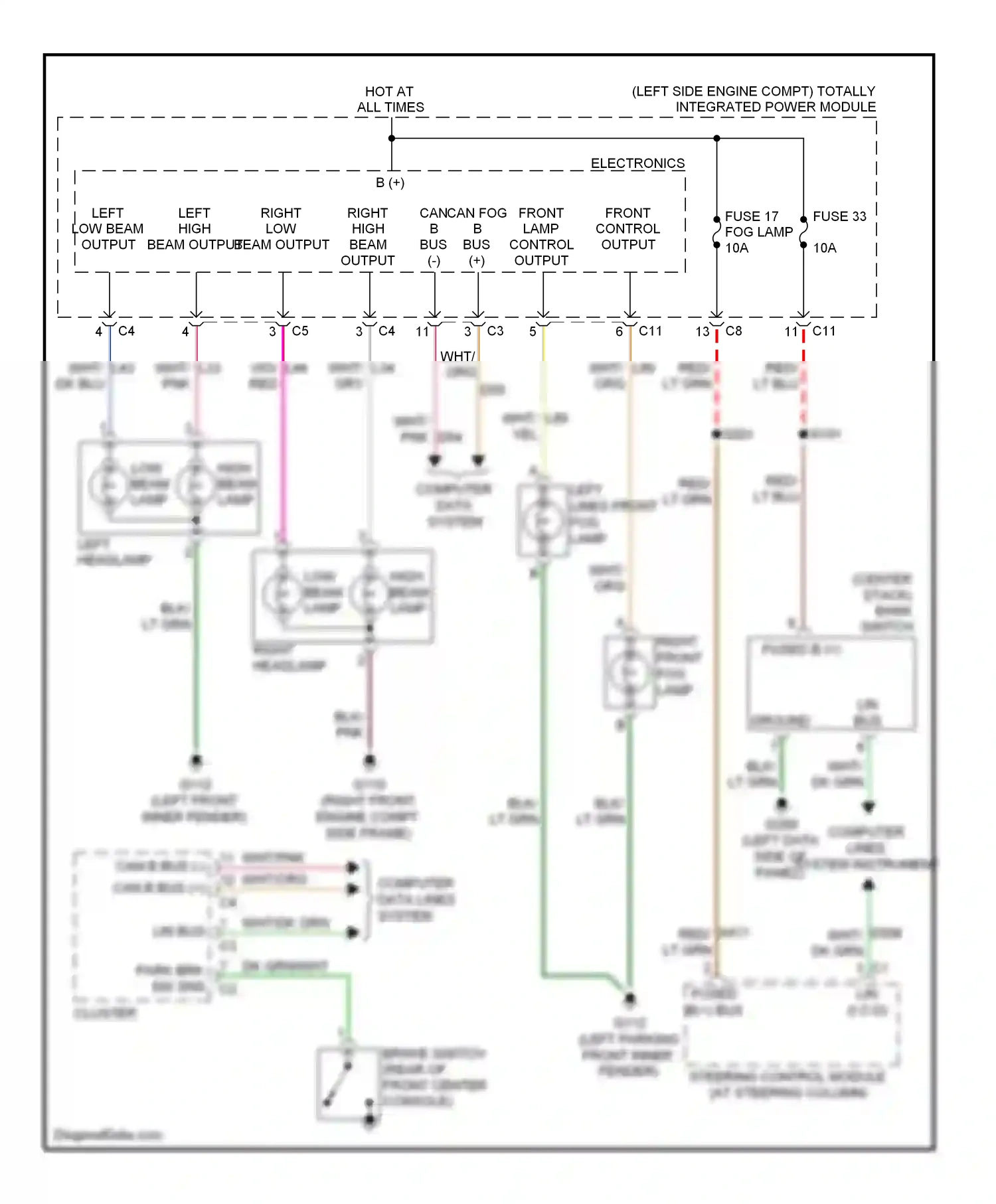 Jeep Compass I (2006-2010) steering control module (at steering column) wiring diagram  (4 of 12)