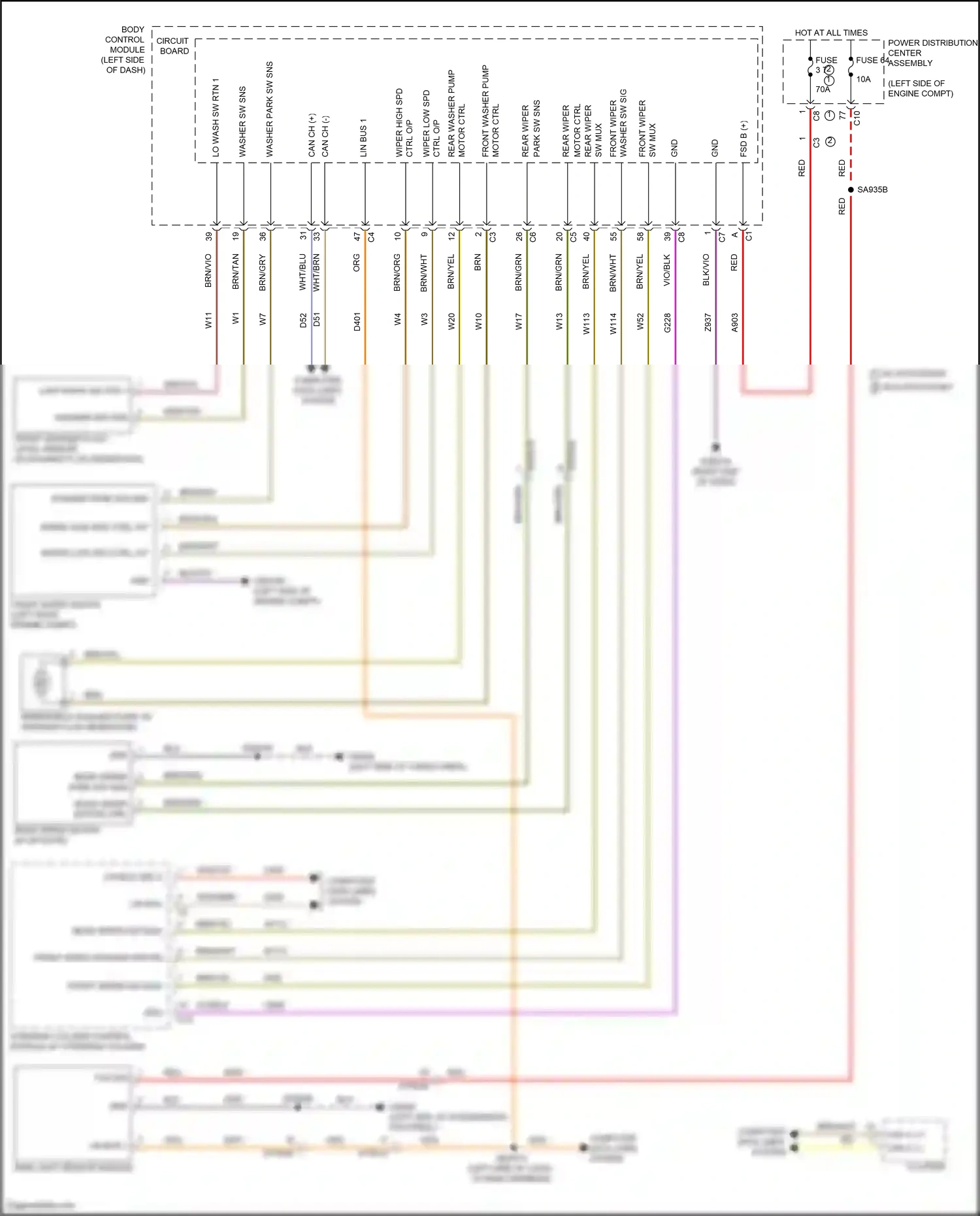 Jeep Compass II facelift (2020-2024) rain light sensor module wiring diagram  (2 of 2)