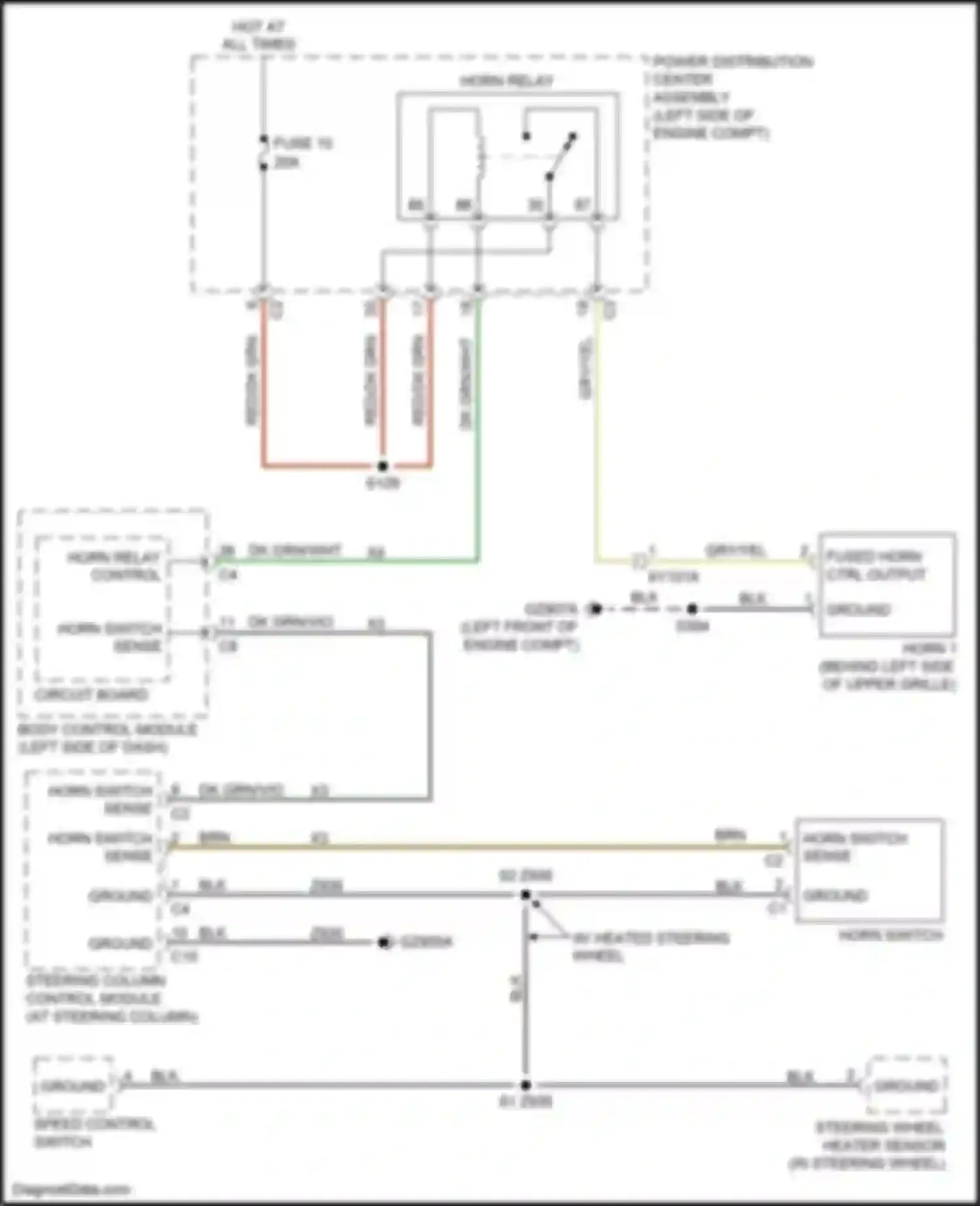 Wiring diagram steering wheel heater sensor for Jeep Compass II (2016-2022) (3 of 3)