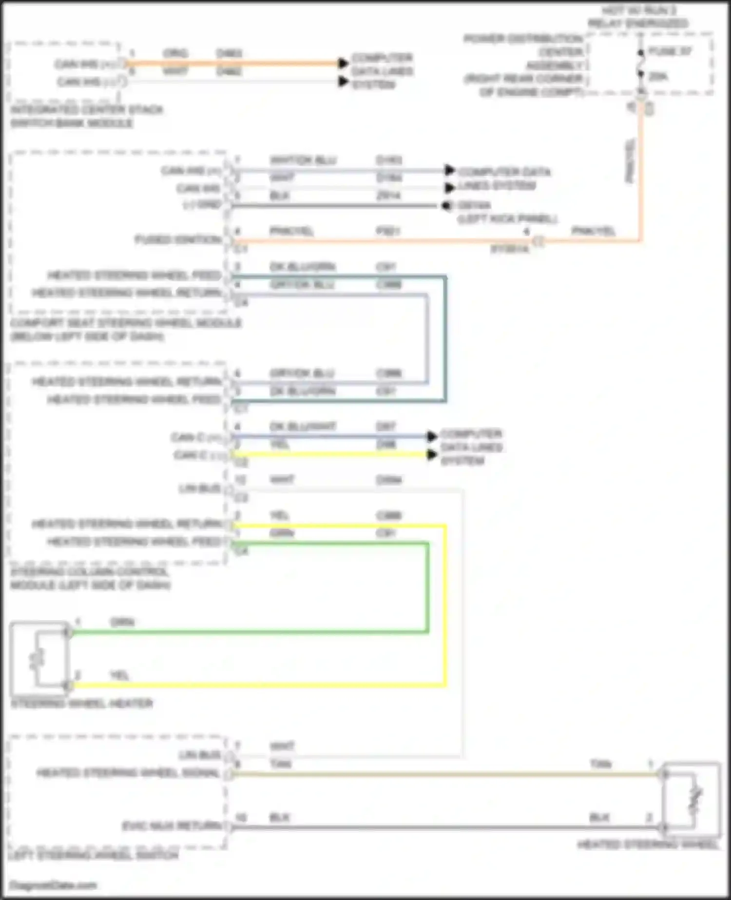 Wiring diagram heated steering wheel feed for Jeep Gladiator JT (2019-2023) (1 of 1)
