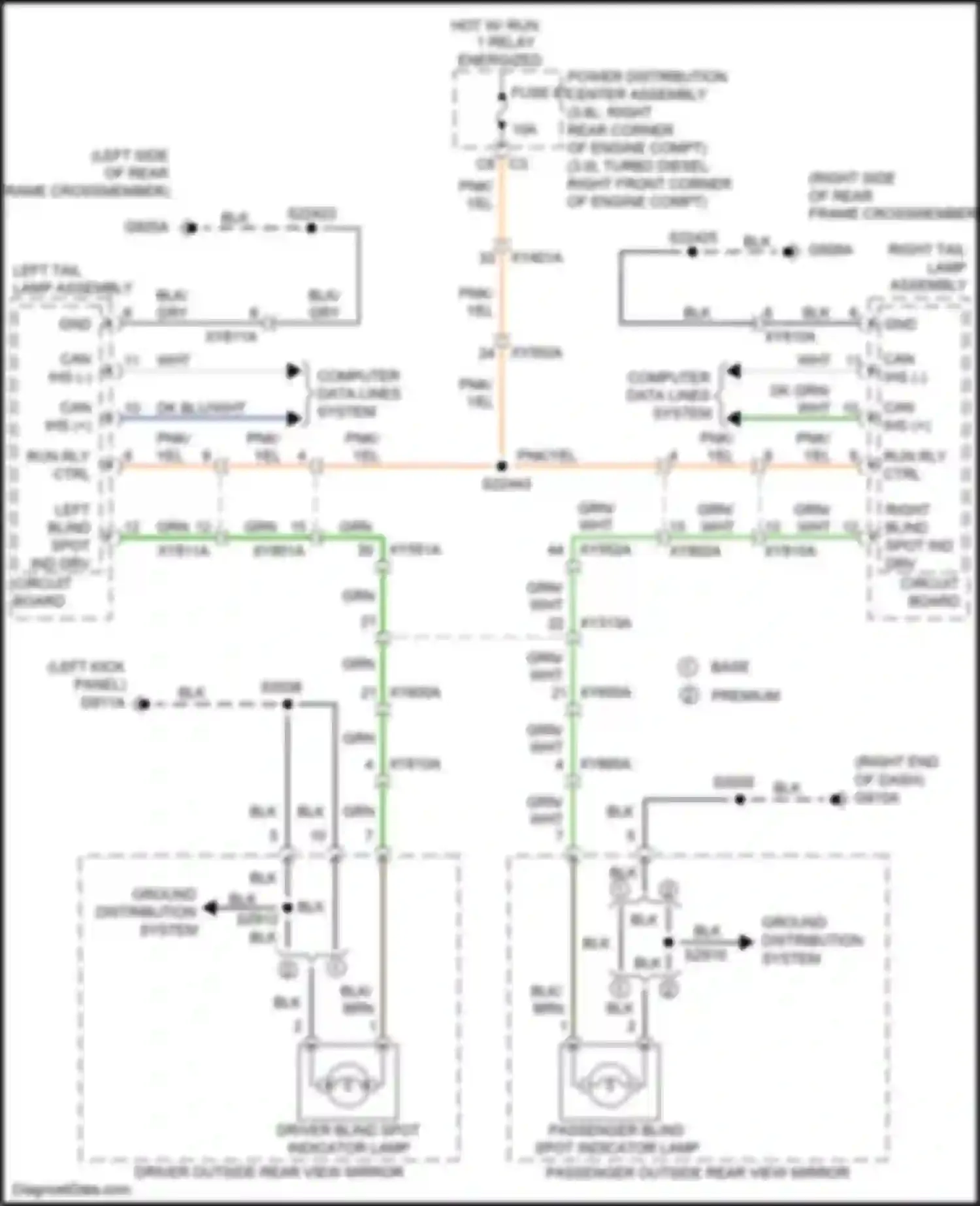 Wiring diagram passenger blind spot indicator lamp for Jeep Gladiator JT (2019-2023) (1 of 4)