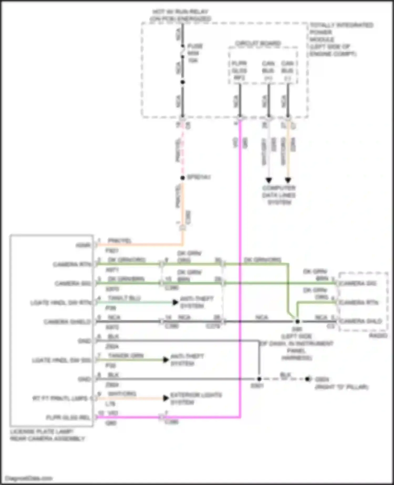 Grand Cherokee Jeep WK2 (2010-2013): Rear camera circuit