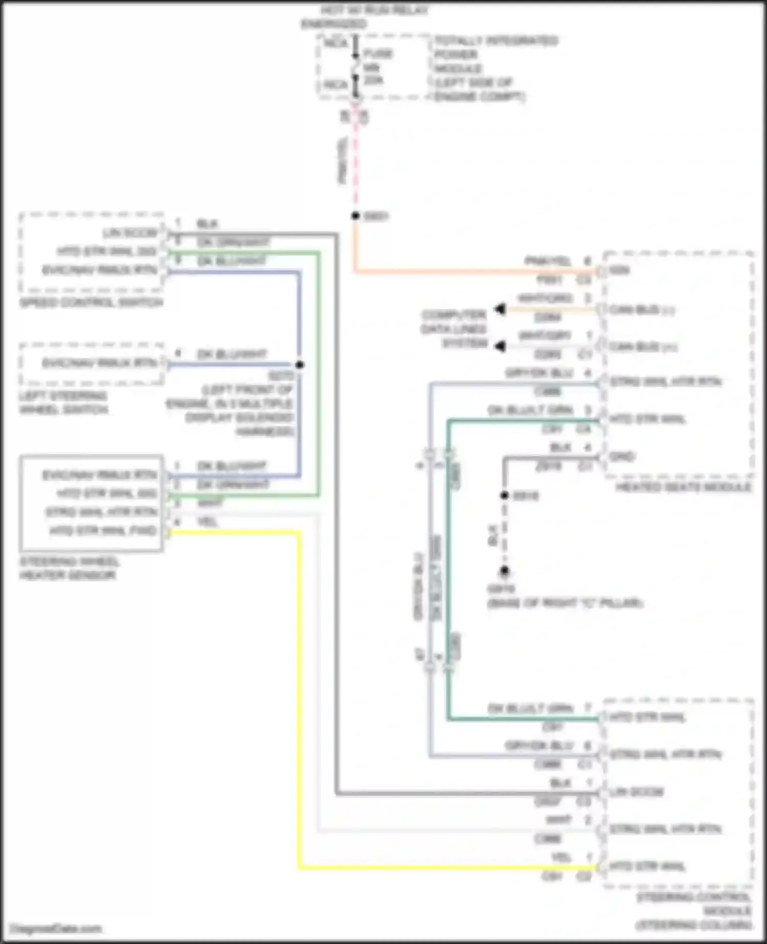 Grand Cherokee Jeep WK2 (2010-2013): Heated steering wheel circuit