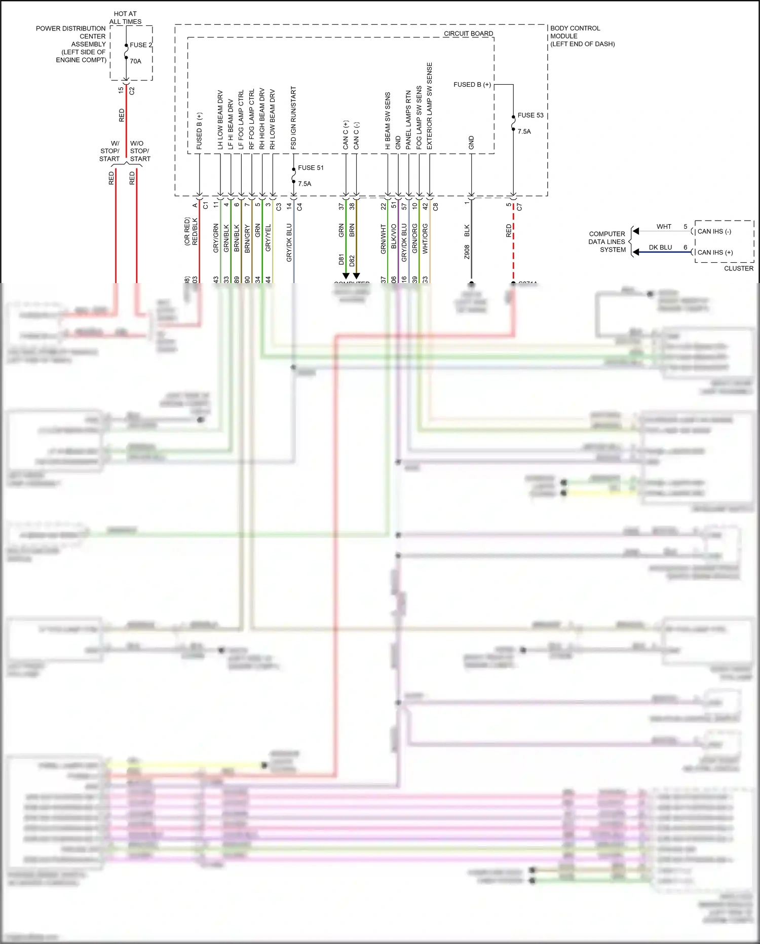 Wiring diagram integrated center stack switch bank module for Jeep Renegade I facelift (2018-2024) (4 of 8)