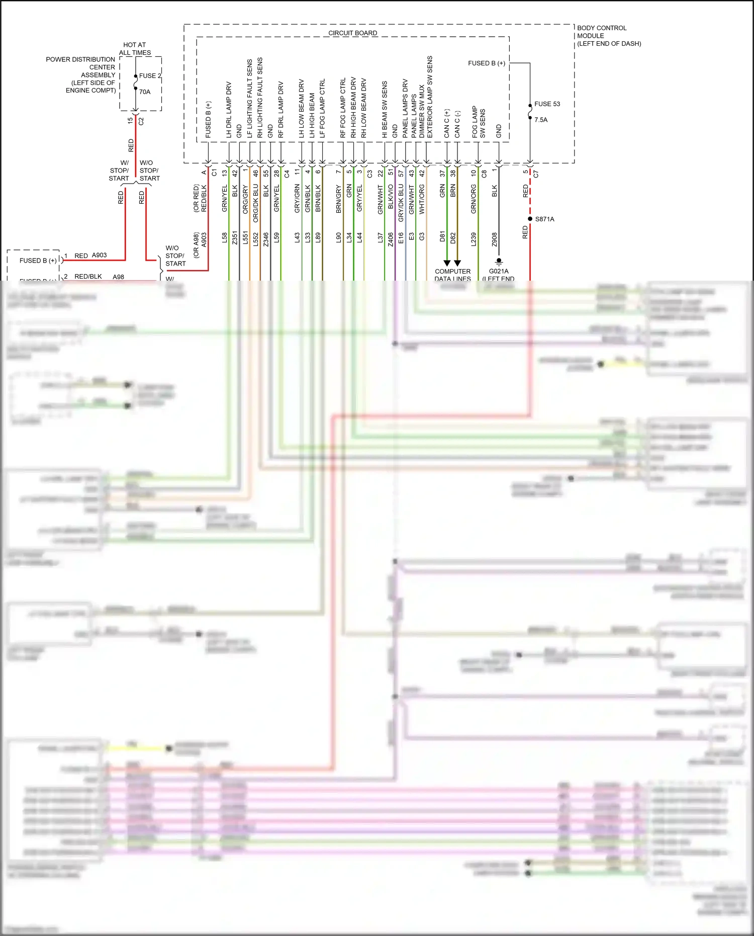 Wiring diagram integrated center stack switch bank module for Jeep Renegade I facelift (2018-2024) (5 of 8)