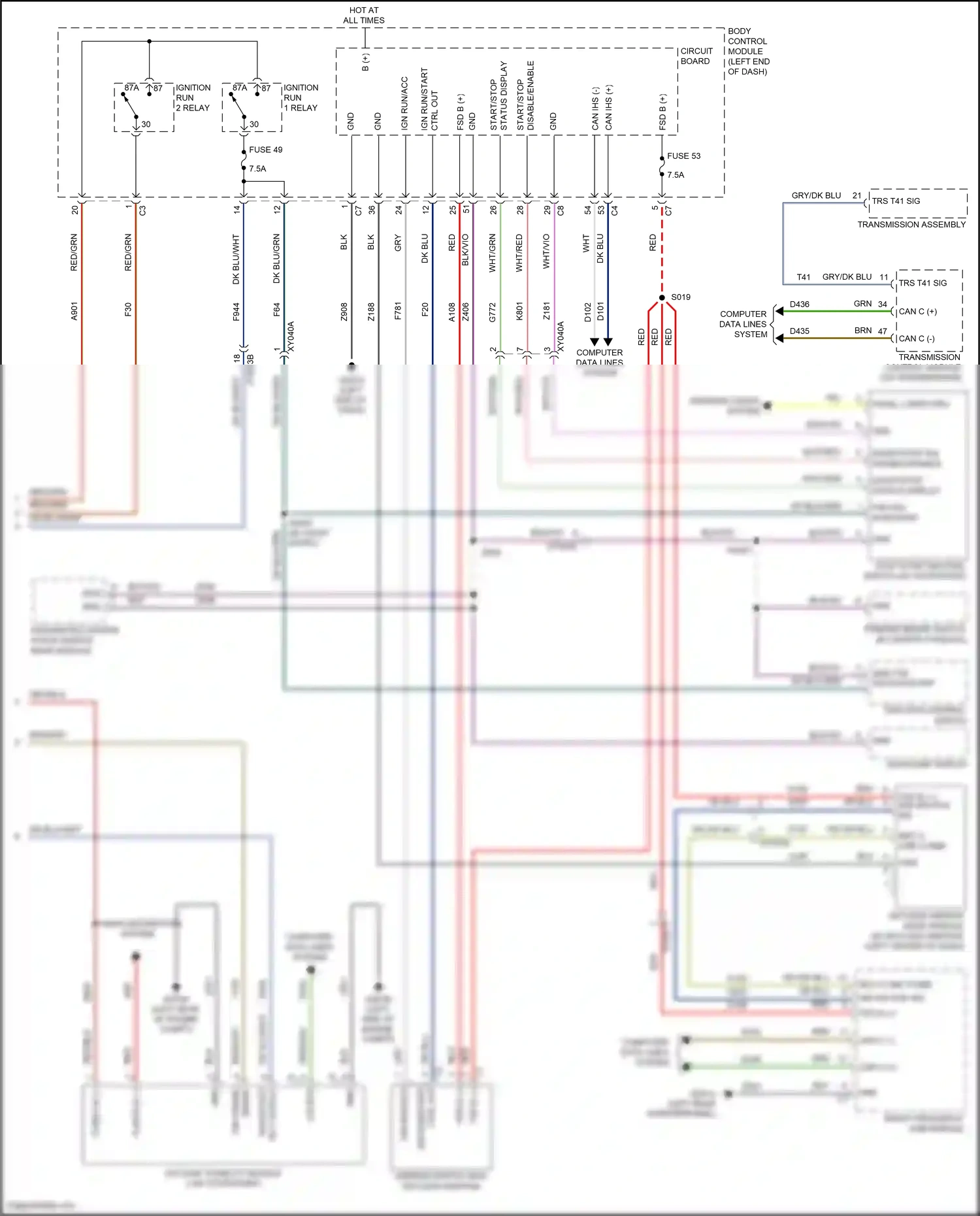 Wiring diagram keyless ignition node module for Jeep Renegade I facelift (2018-2024) (1 of 8)
