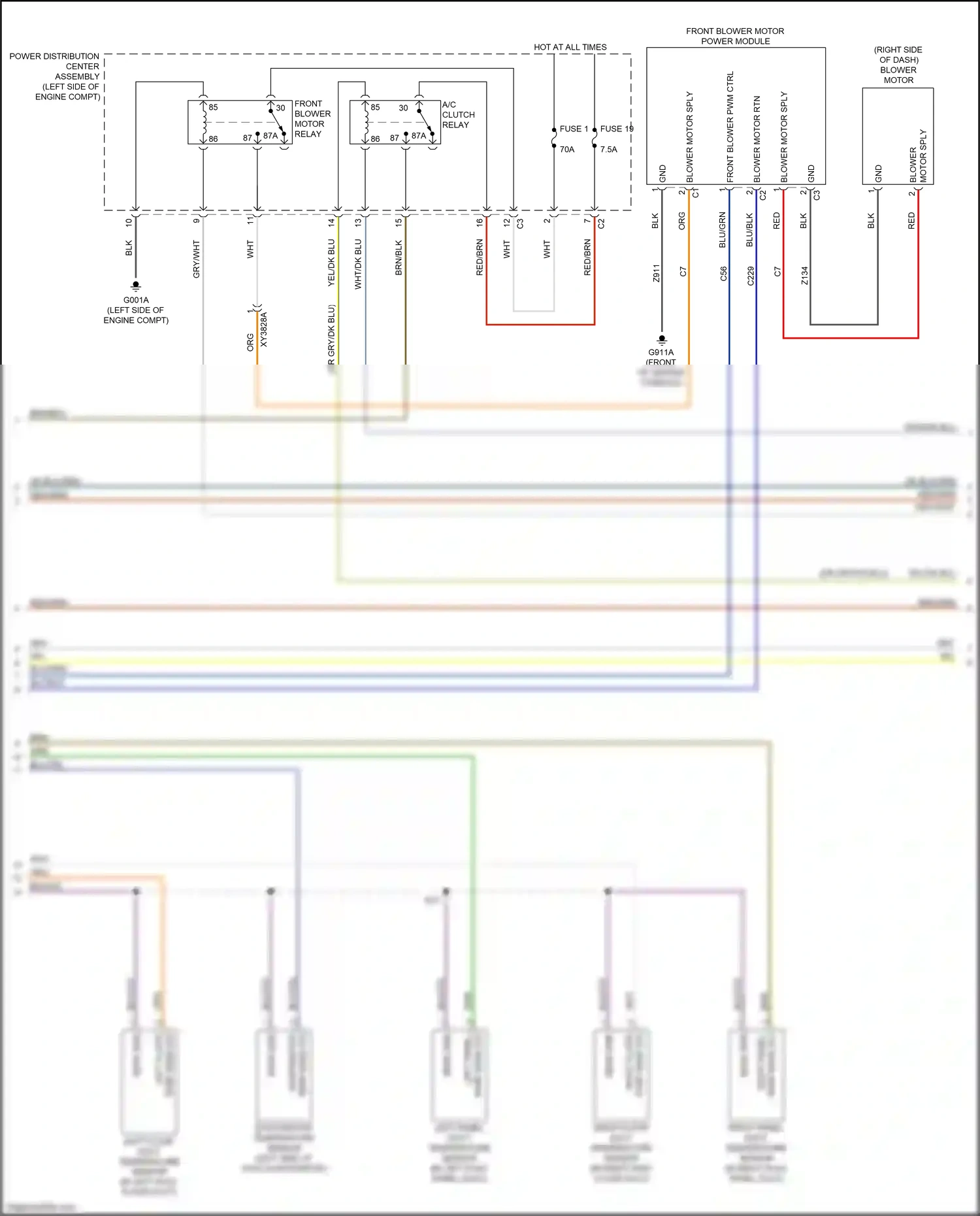 Wiring diagram right panel duct temperature sensor for Jeep Renegade I facelift (2018-2024) (1 of 1)