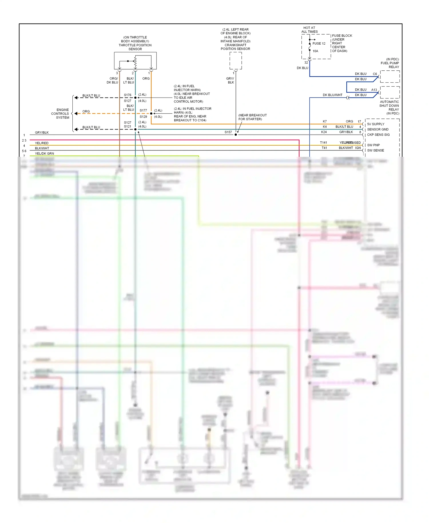 Jeep Wrangler II (1996-2006) engine controls system wiring diagram  (4 of 7)
