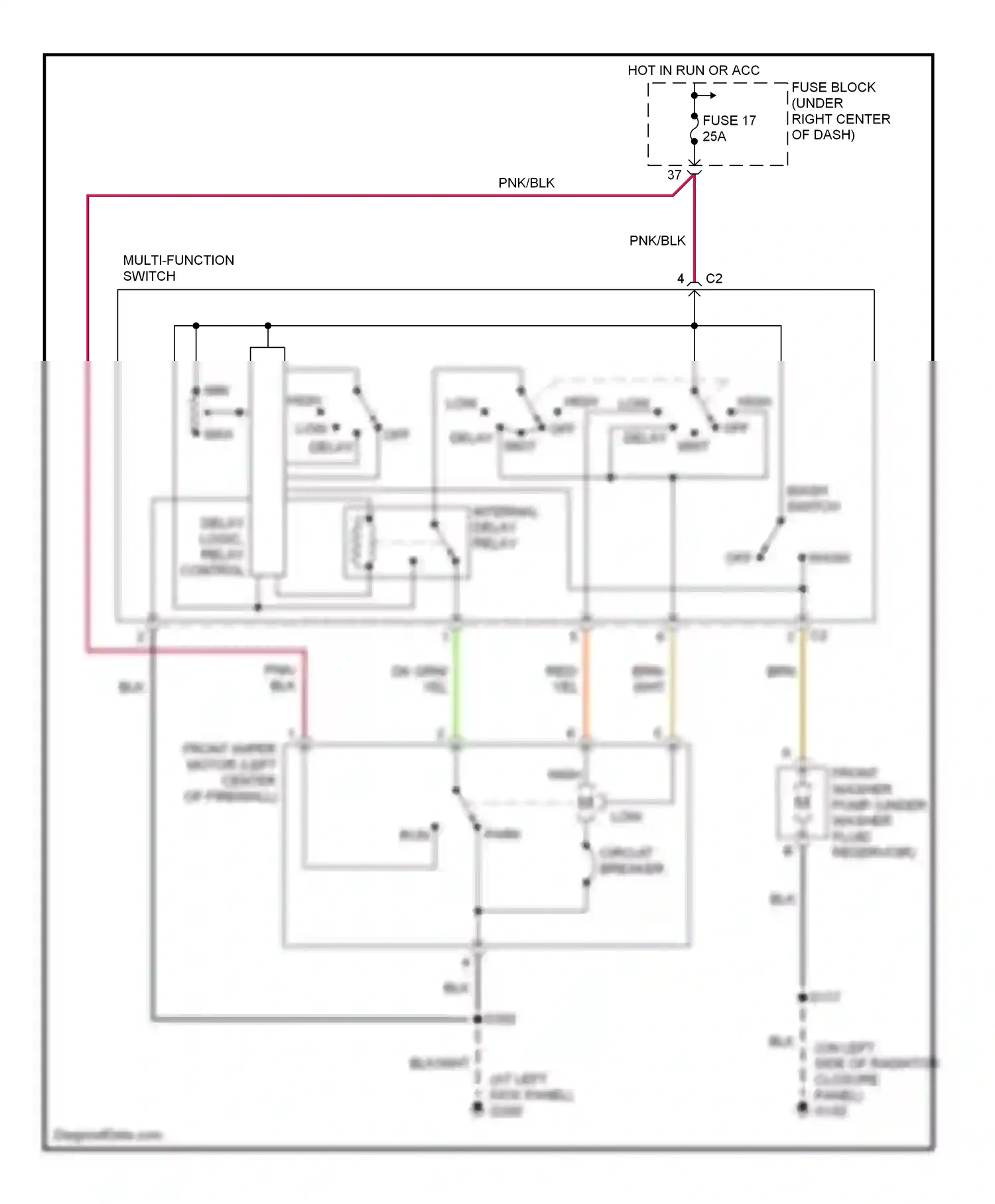Jeep Wrangler II (1996-2006) multi- function switch wiring diagram  (3 of 9)