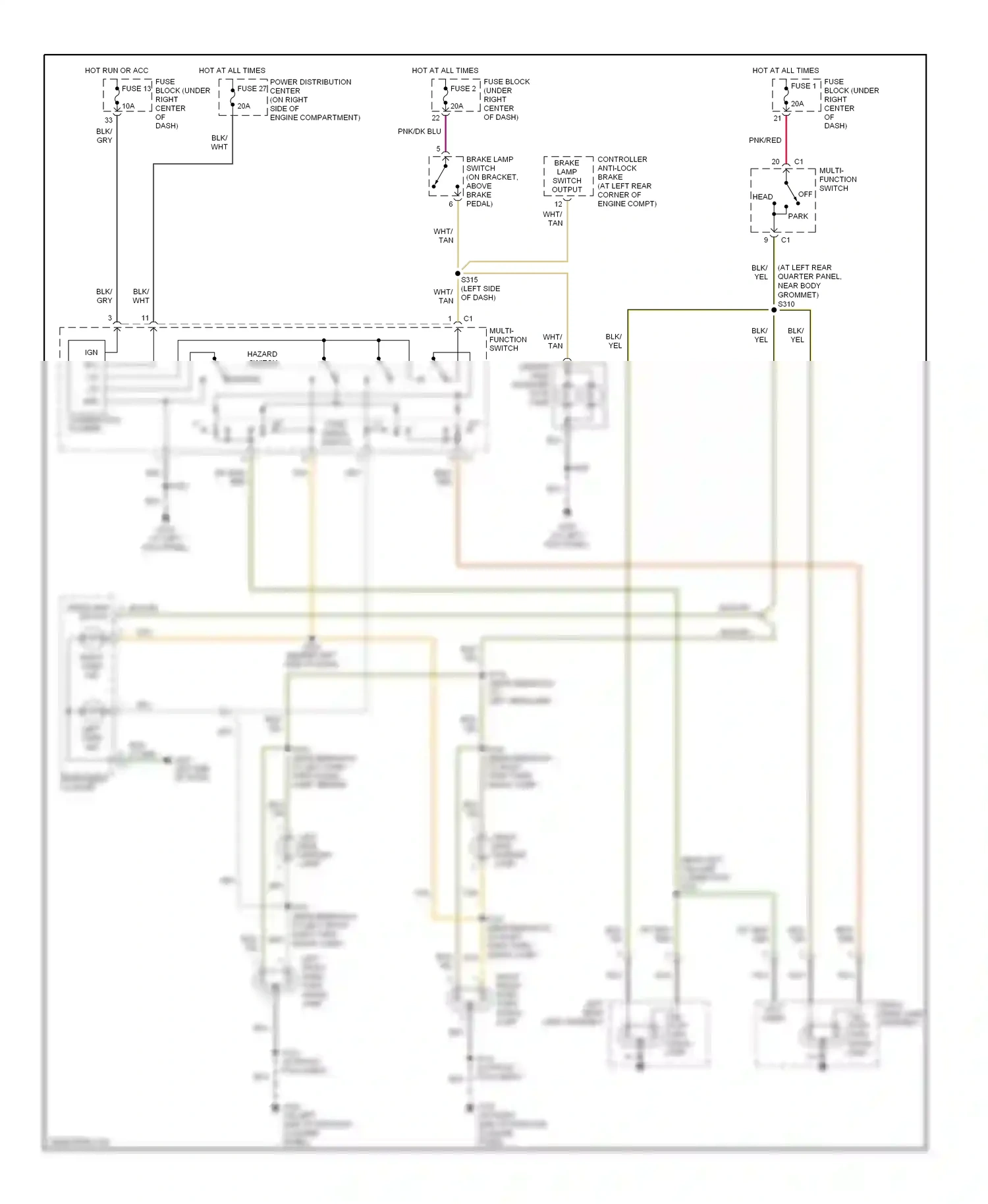 Jeep Wrangler II (1996-2006) multi- function switch wiring diagram  (2 of 9)
